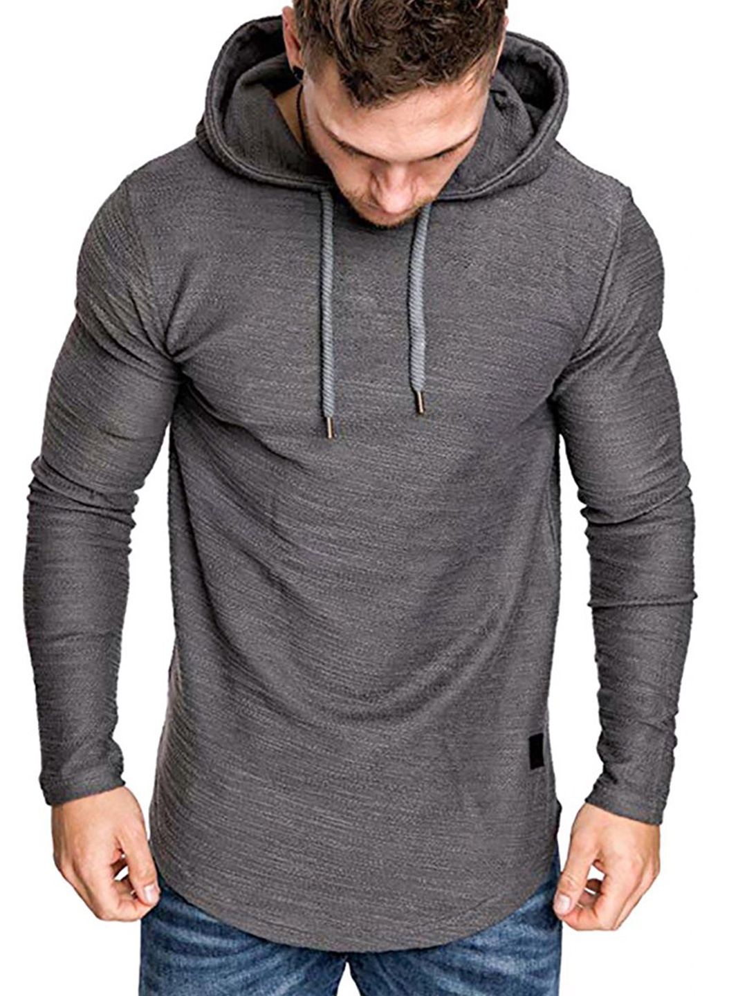 

StyleCast x Revolte Men Solid Hood Pullover Sweatshirt, Grey