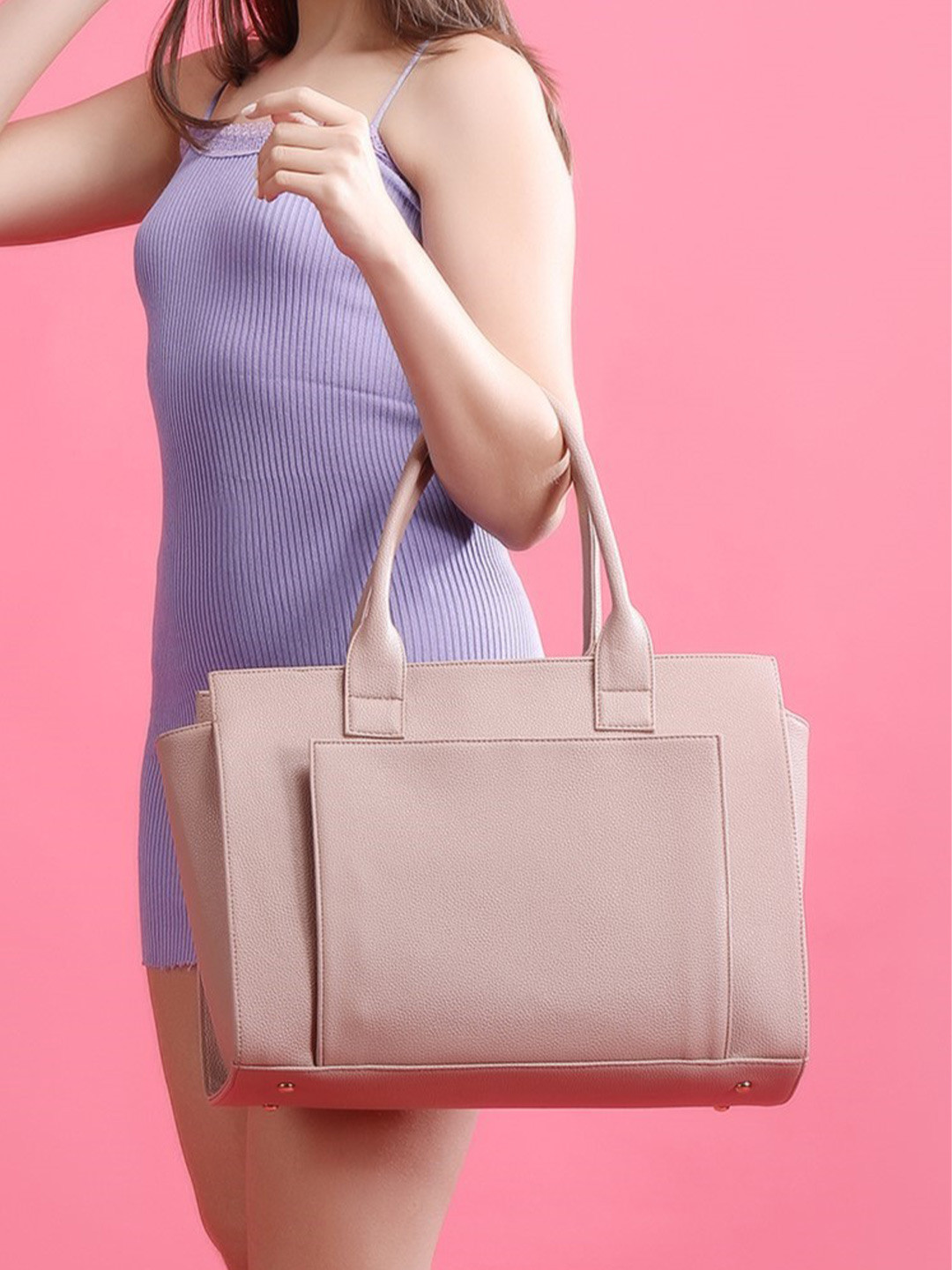 

ALL ABOUT HER Women Oversized Bucket Tote Bag, Nude