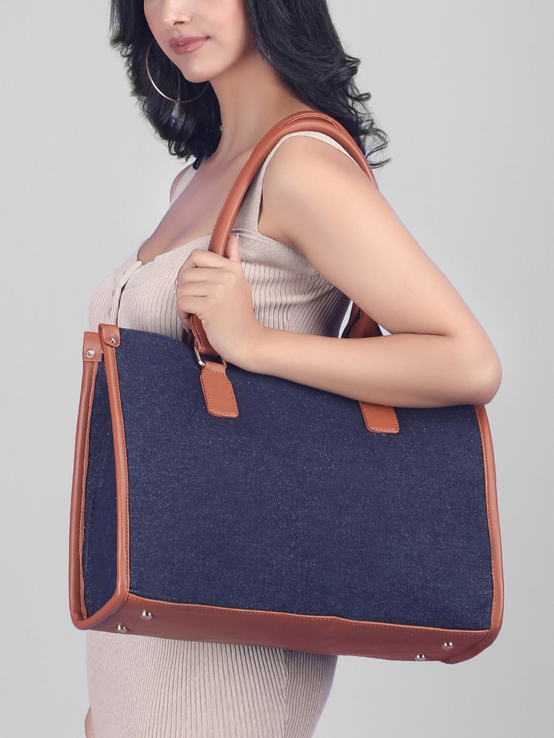 

ALL ABOUT HER Women Half Moon Tote Bag, Tan