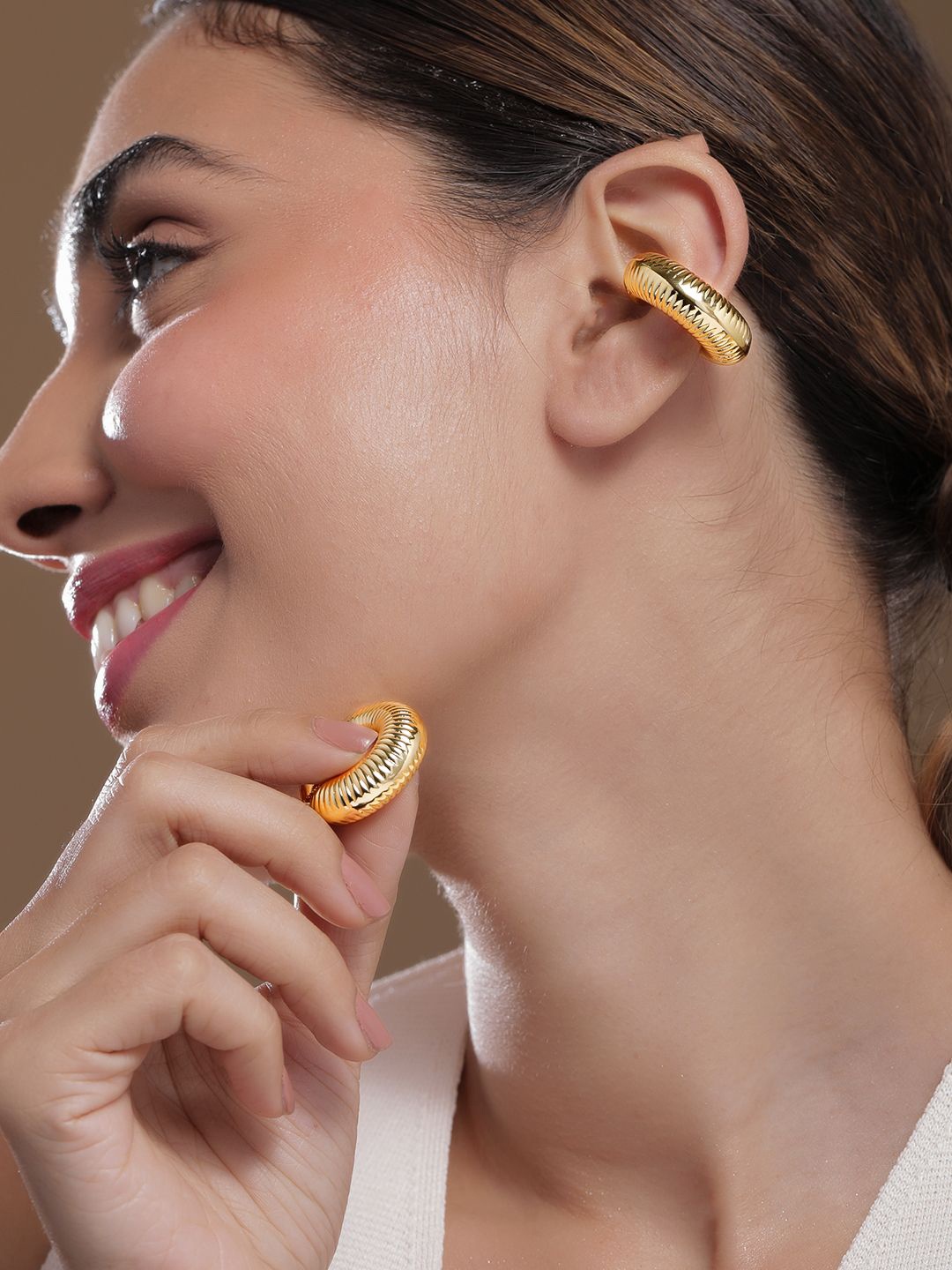 

Rubans 18KT Gold Plated Stainless Steel Tarnish Free Waterproof Demi-Fine Ear Cuffs