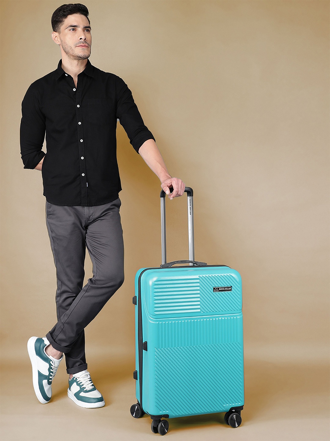 

MOVE-MEANT Unisex Polycarbonate 8 wheel Hard Large Check-in Trolley Suitcase - 75 cm, Sea green