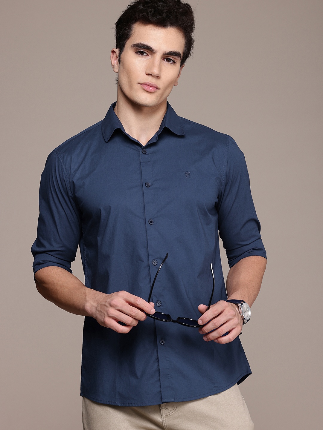 

French Connection Men Smart Slim Fit Casual Shirt, Blue