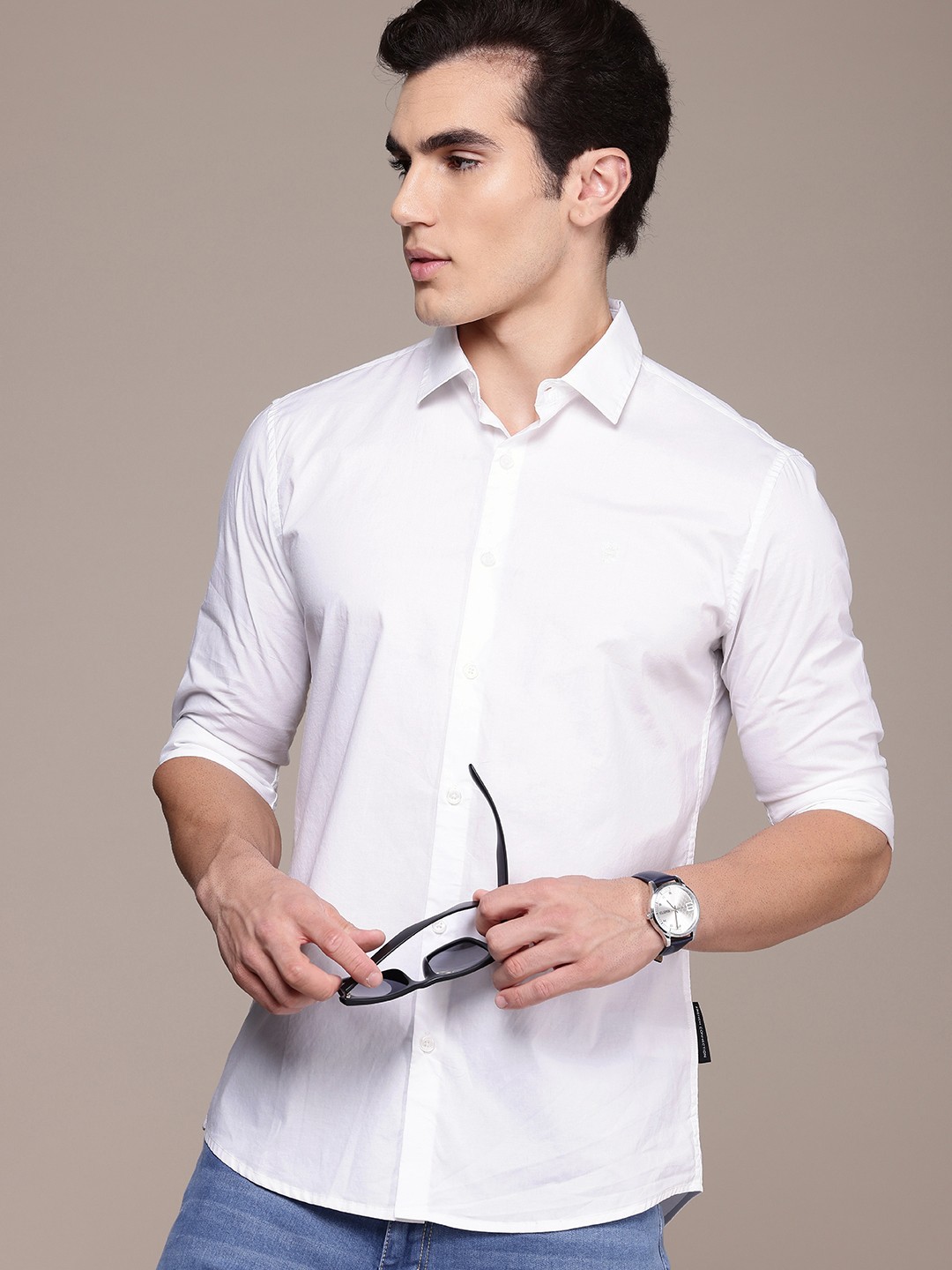 

French Connection Men Smart Slim Fit Casual Shirt, White