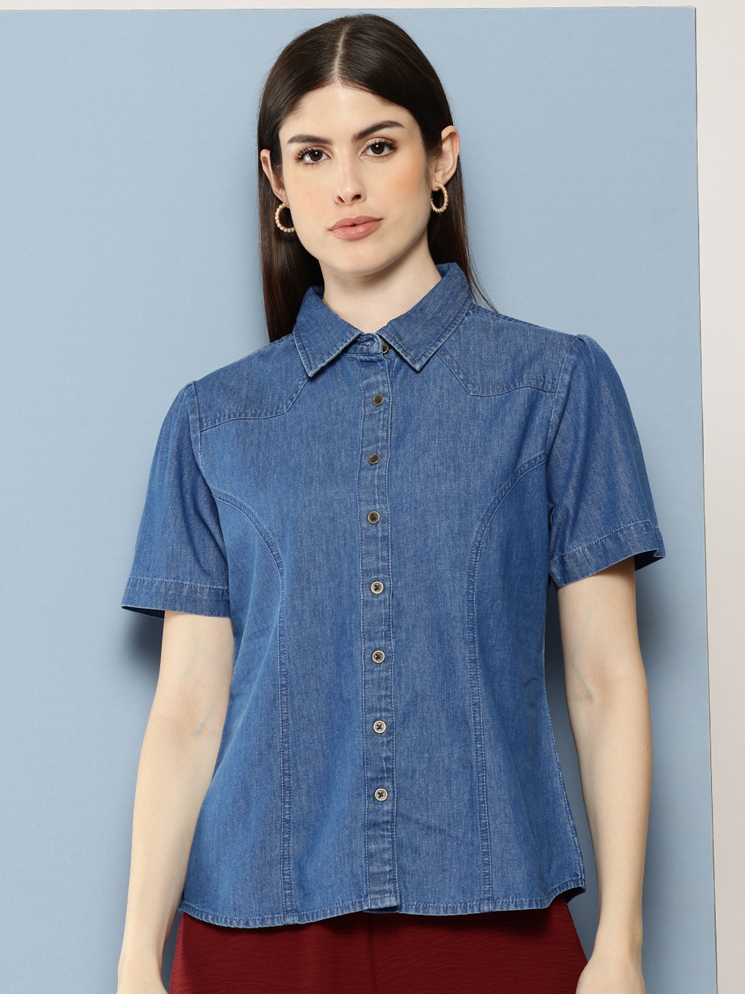 

Chemistry Women Classic Casual Shirt, Blue
