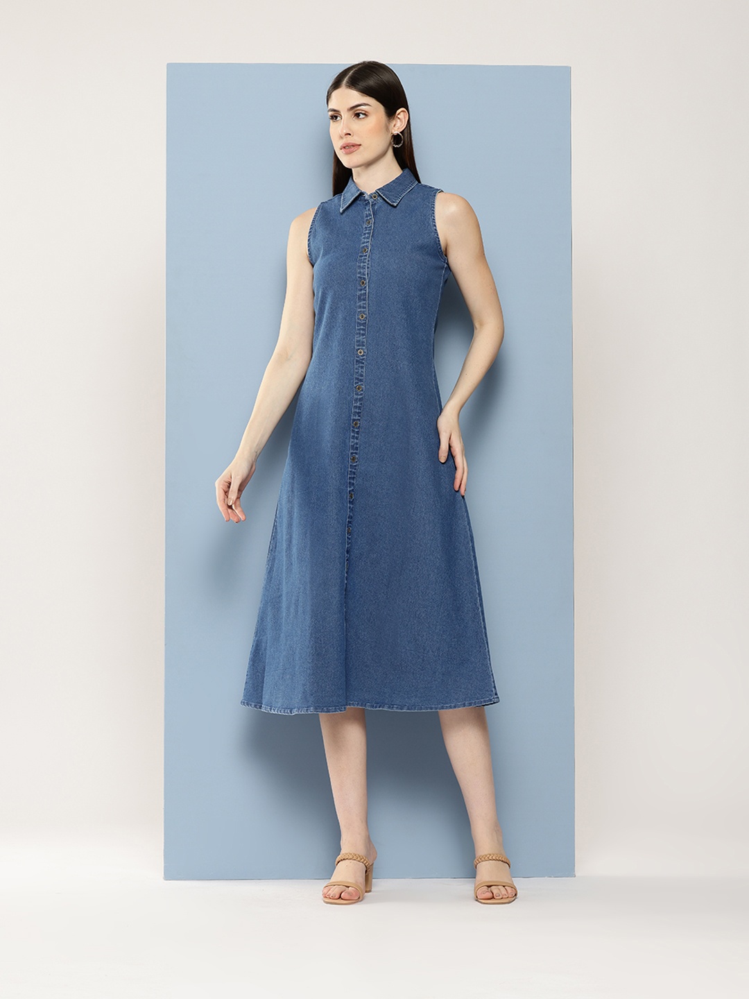 

Chemistry Denim Shirt Midi Dress, Blue
