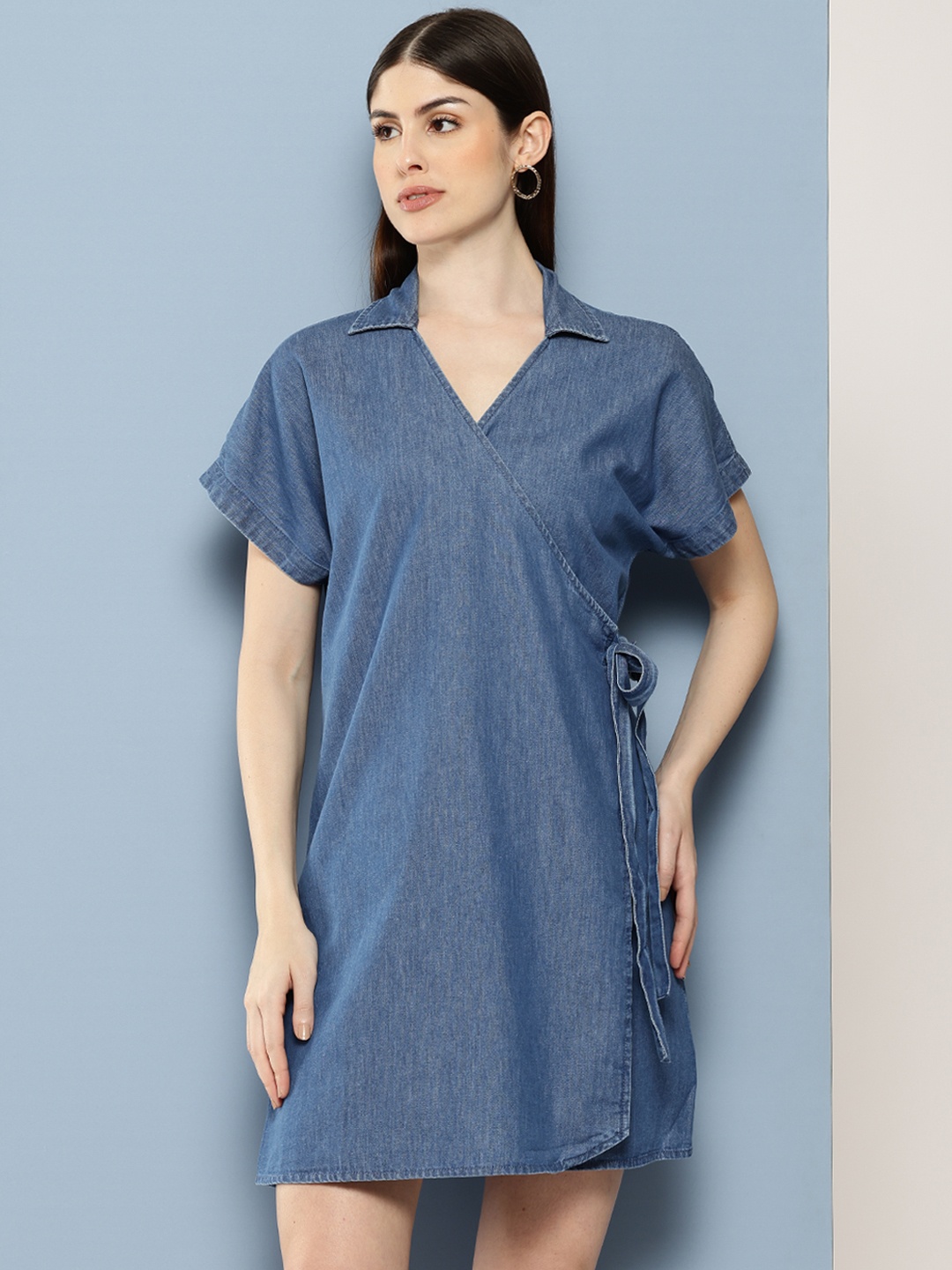 

Chemistry Denim Wrap Dress, Blue