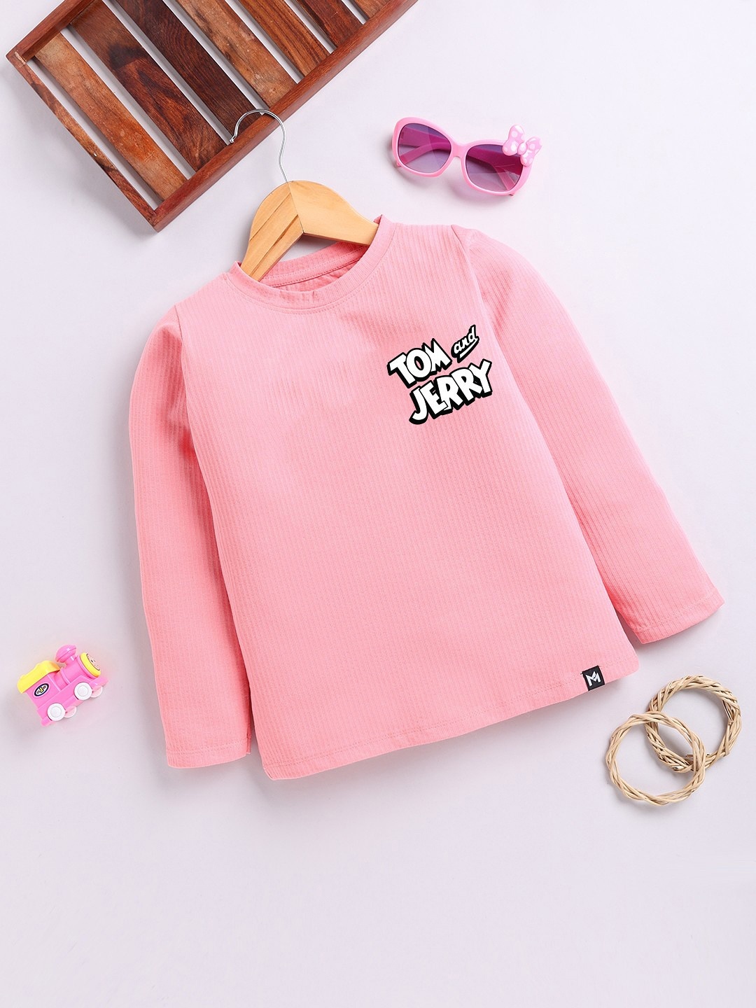 

YK X Minute Mirth Girls Cotton Tom & Jerry Printed Tshirt, Pink