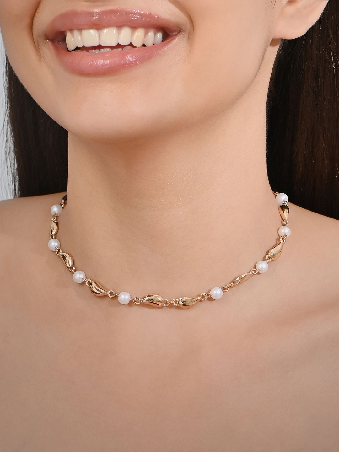 

ToniQ Gold-Plated Pearl Choker Necklace