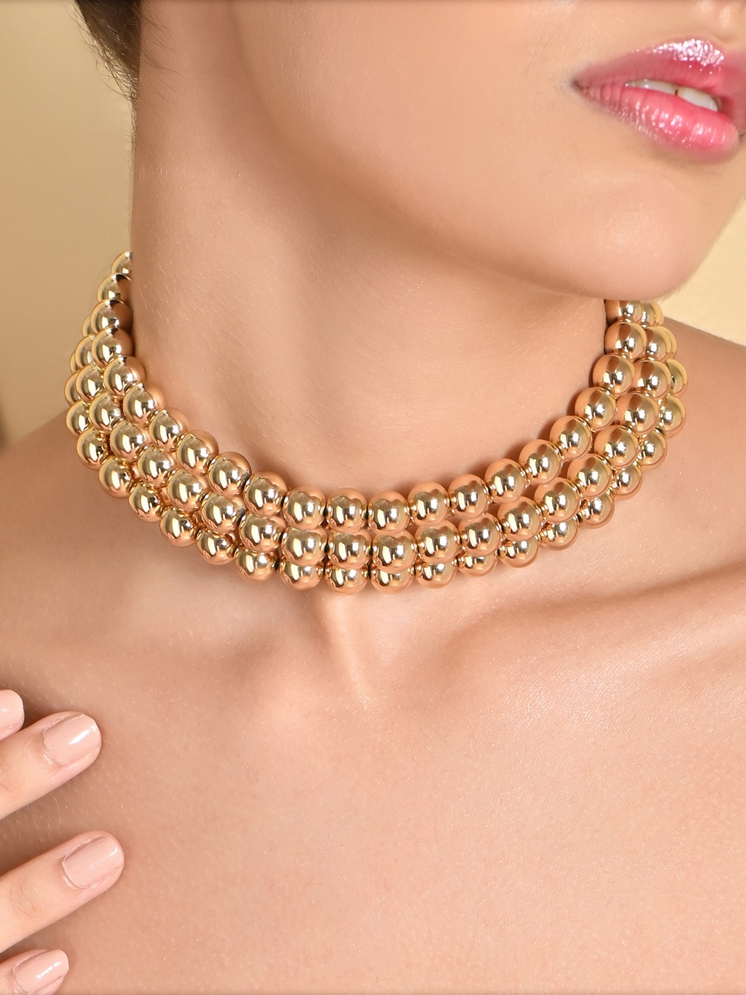 

ToniQ Gold-Plated Beaded Choker Necklace