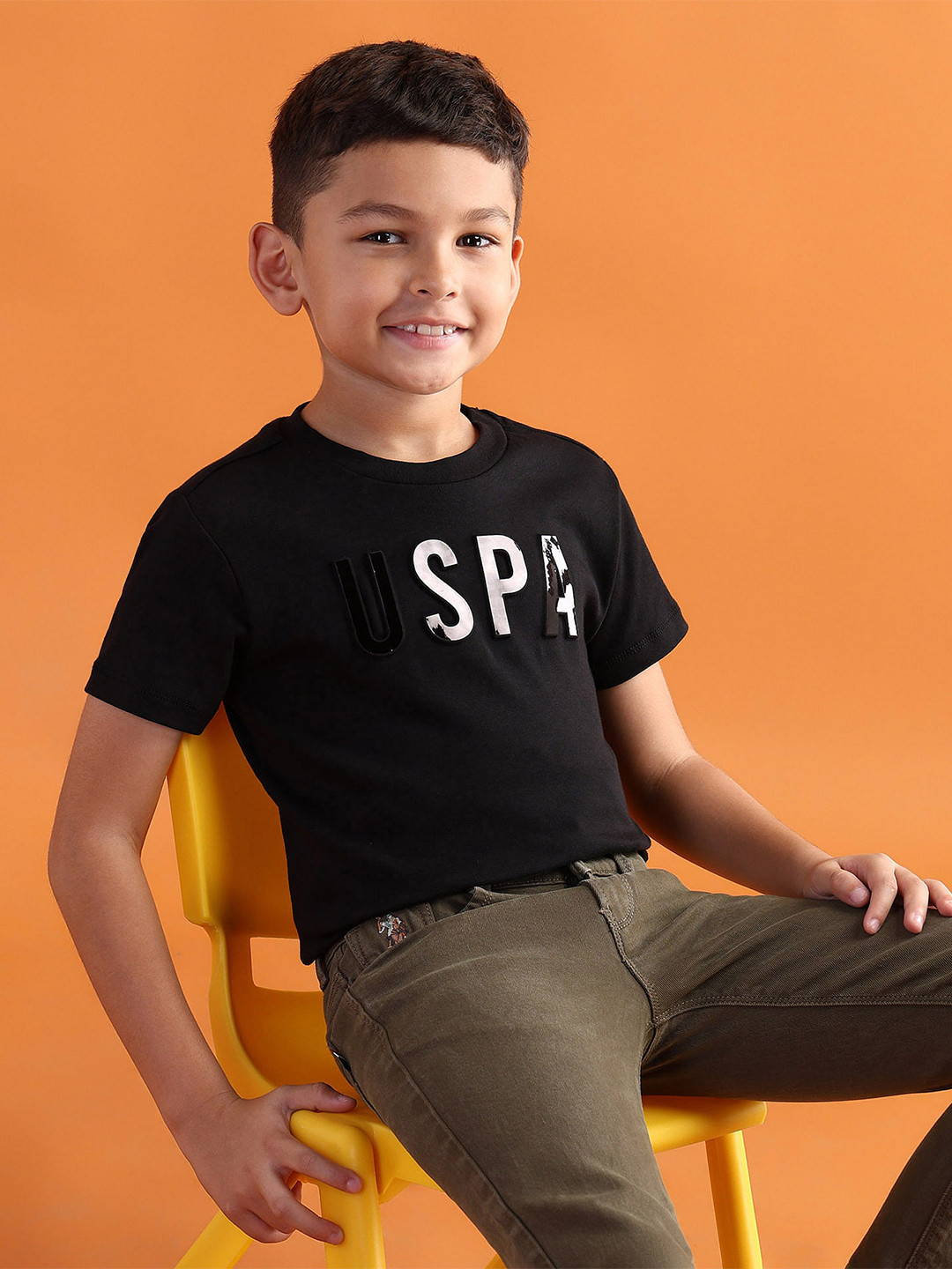 

U.S. Polo Assn. Kids Boys Brand Logo Pure Cotton T-shirt, Black