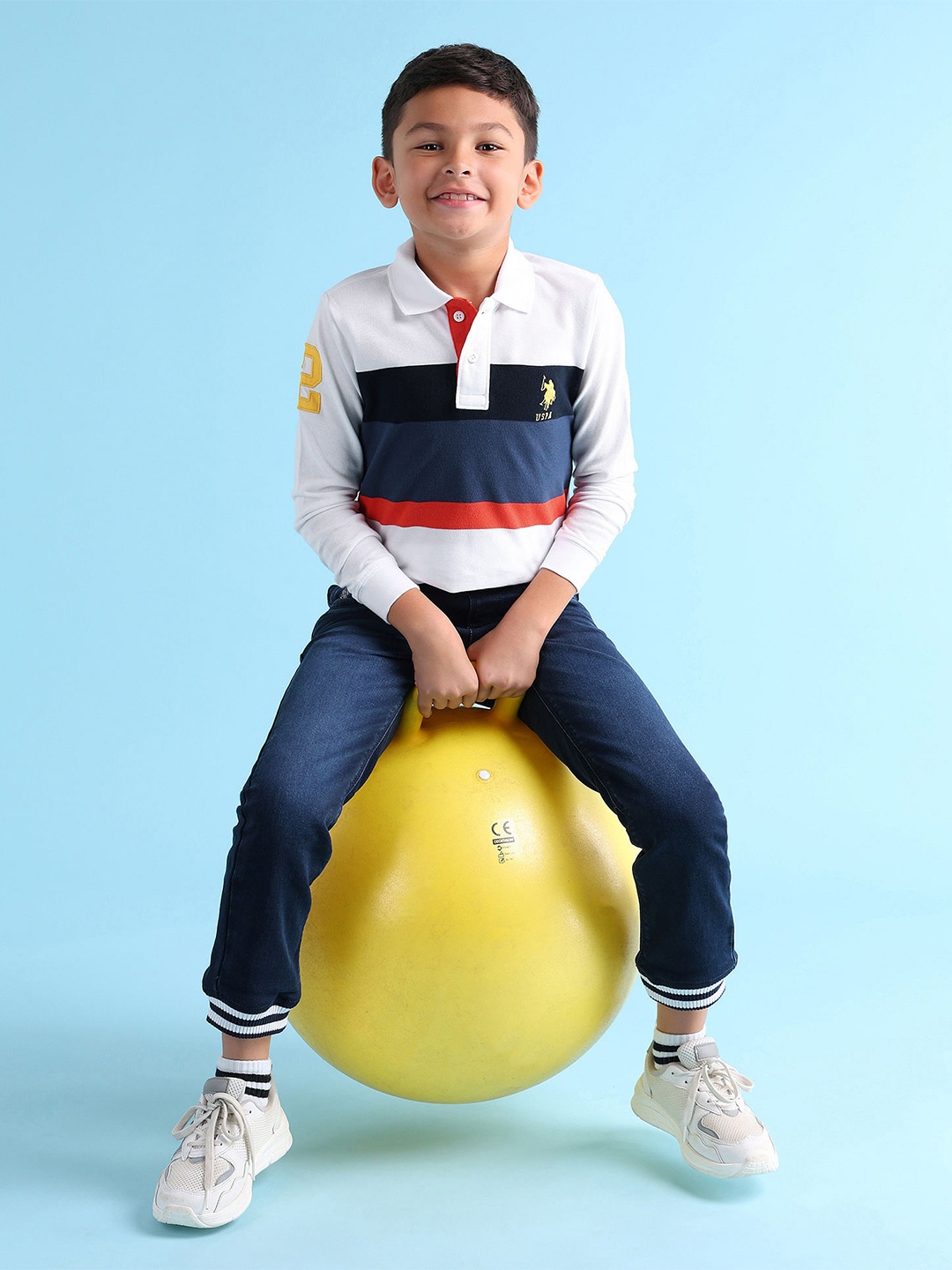 

U.S. Polo Assn. Kids Boys Colourblocked Polo Collar T-shirt, White