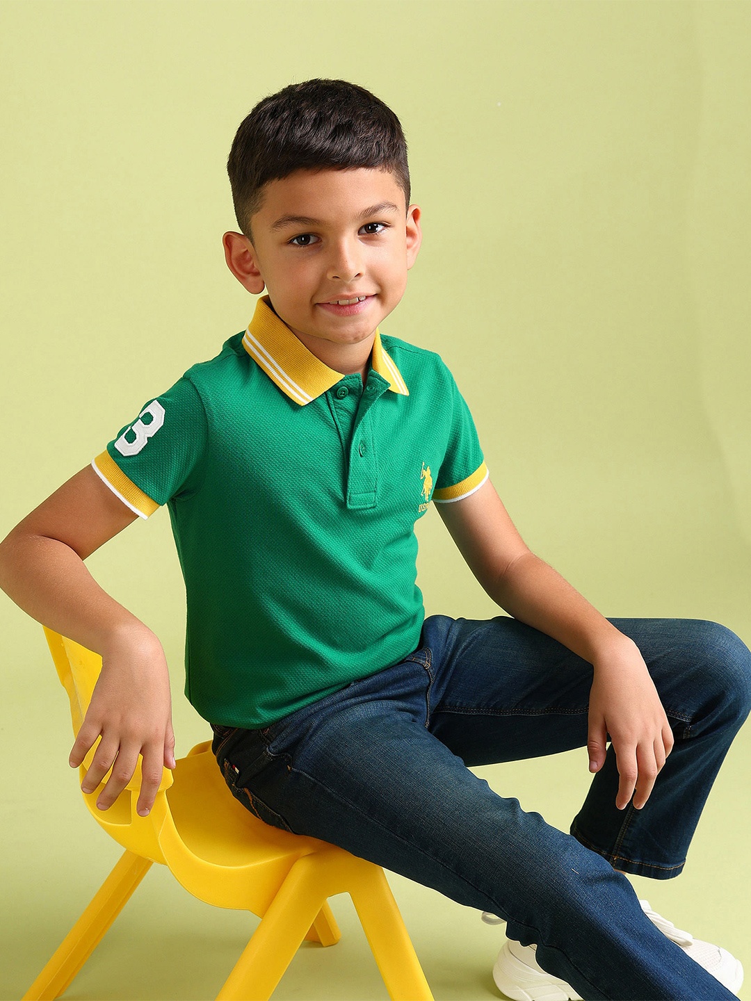 

U.S. Polo Assn. Kids Boys Solid Brand Logo Pure Cotton T-shirt, Green
