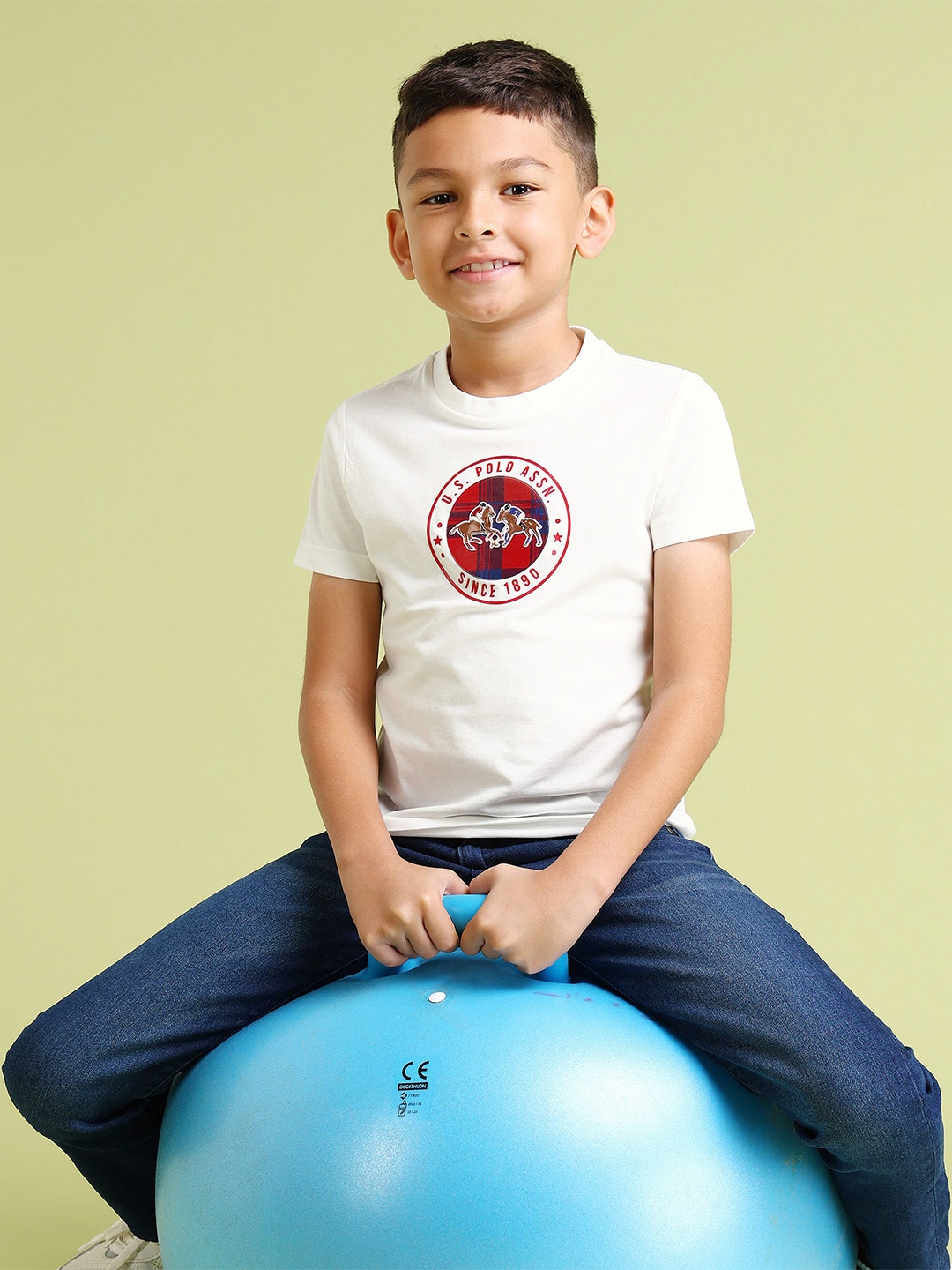 

U.S. Polo Assn. Kids Boys Graphic Printed Pure Cotton T-shirt, White