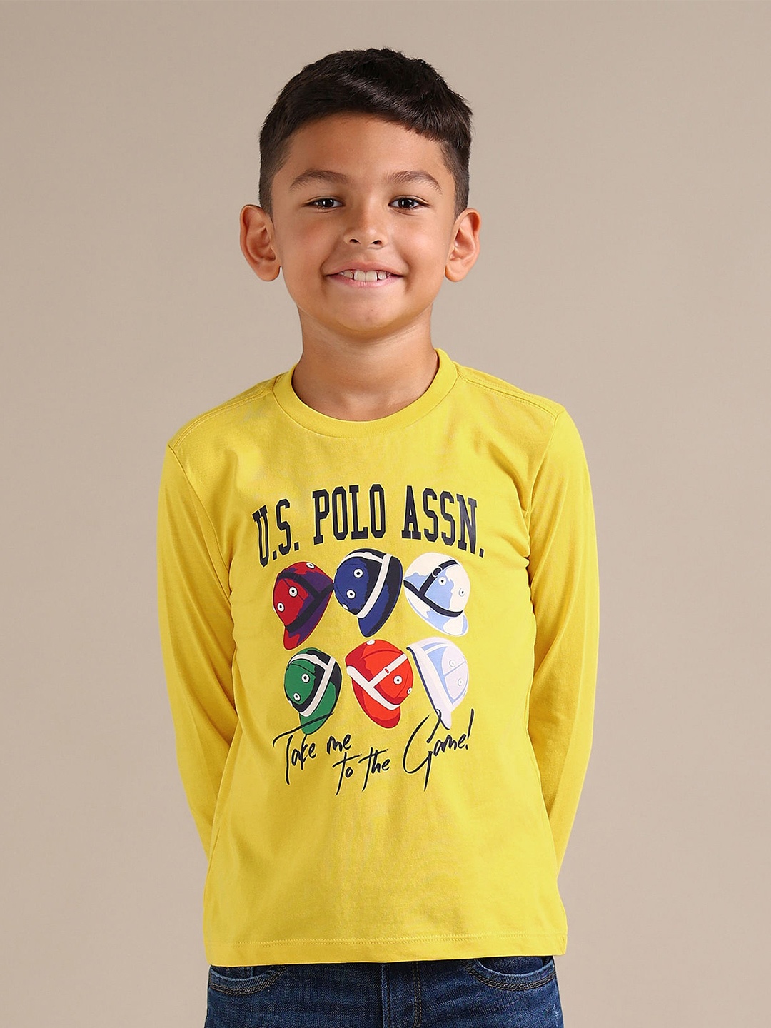 

U.S. Polo Assn. Kids Boys Graphic Printed Pure Cotton T-shirt, Yellow