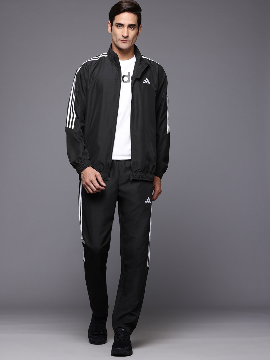 

ADIDAS Men 3 Striped Woven Track Suit, Black