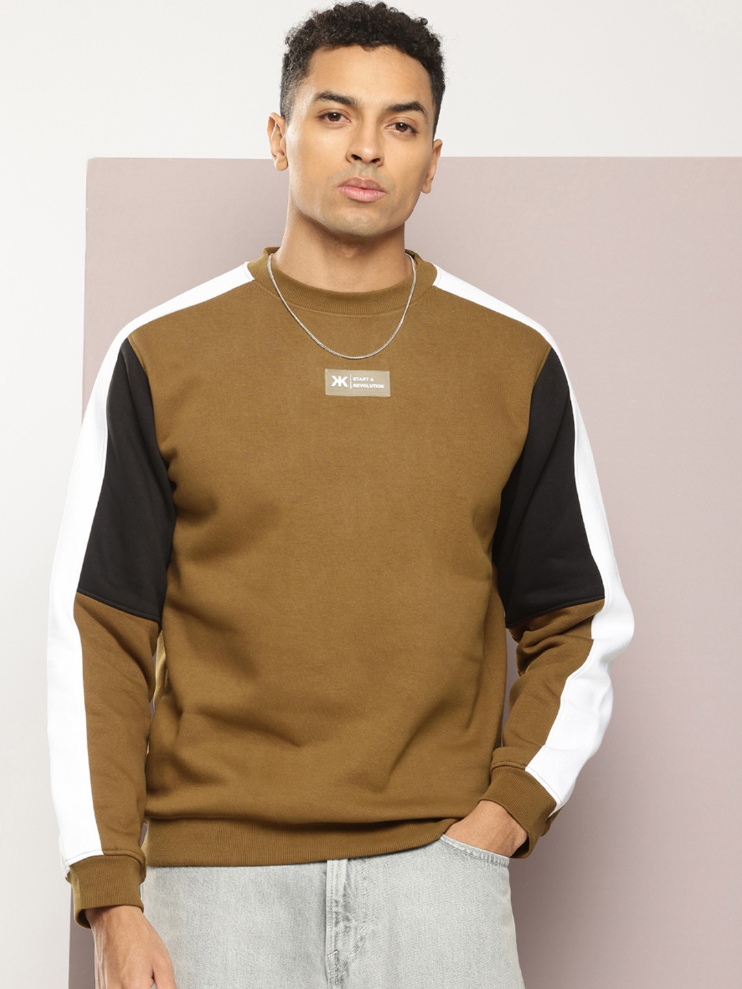 

Kook N Keech Colourblocked Sweatshirt, Brown