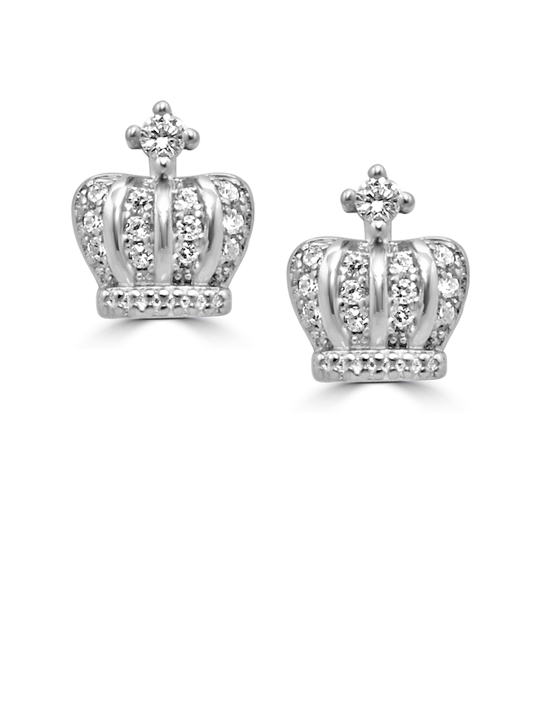 

925 SILLER Rhodium Plated Contemporary Zircon Studs, Silver