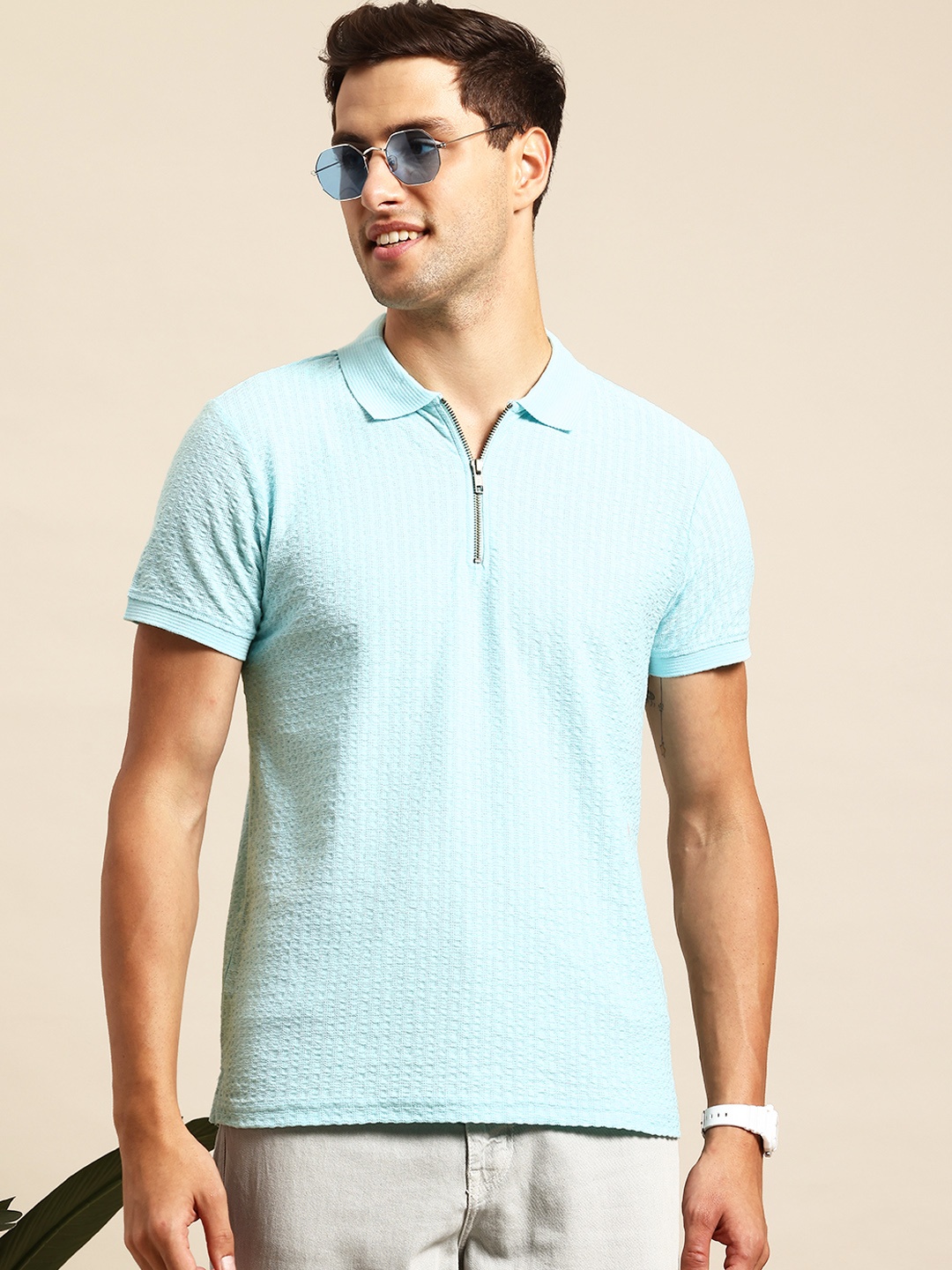 

Mast & Harbour Men Polo Collar T-shirt, Sea green