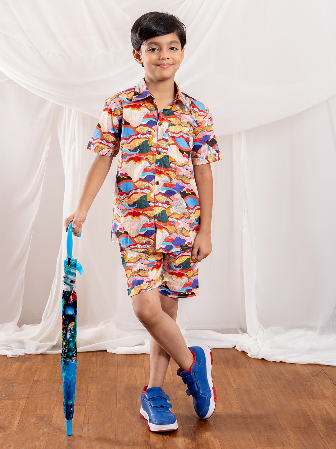 

BEBE UNICORN Boys Printed Shirt Collar Neck Pure Cotton Clothing Set, Pink