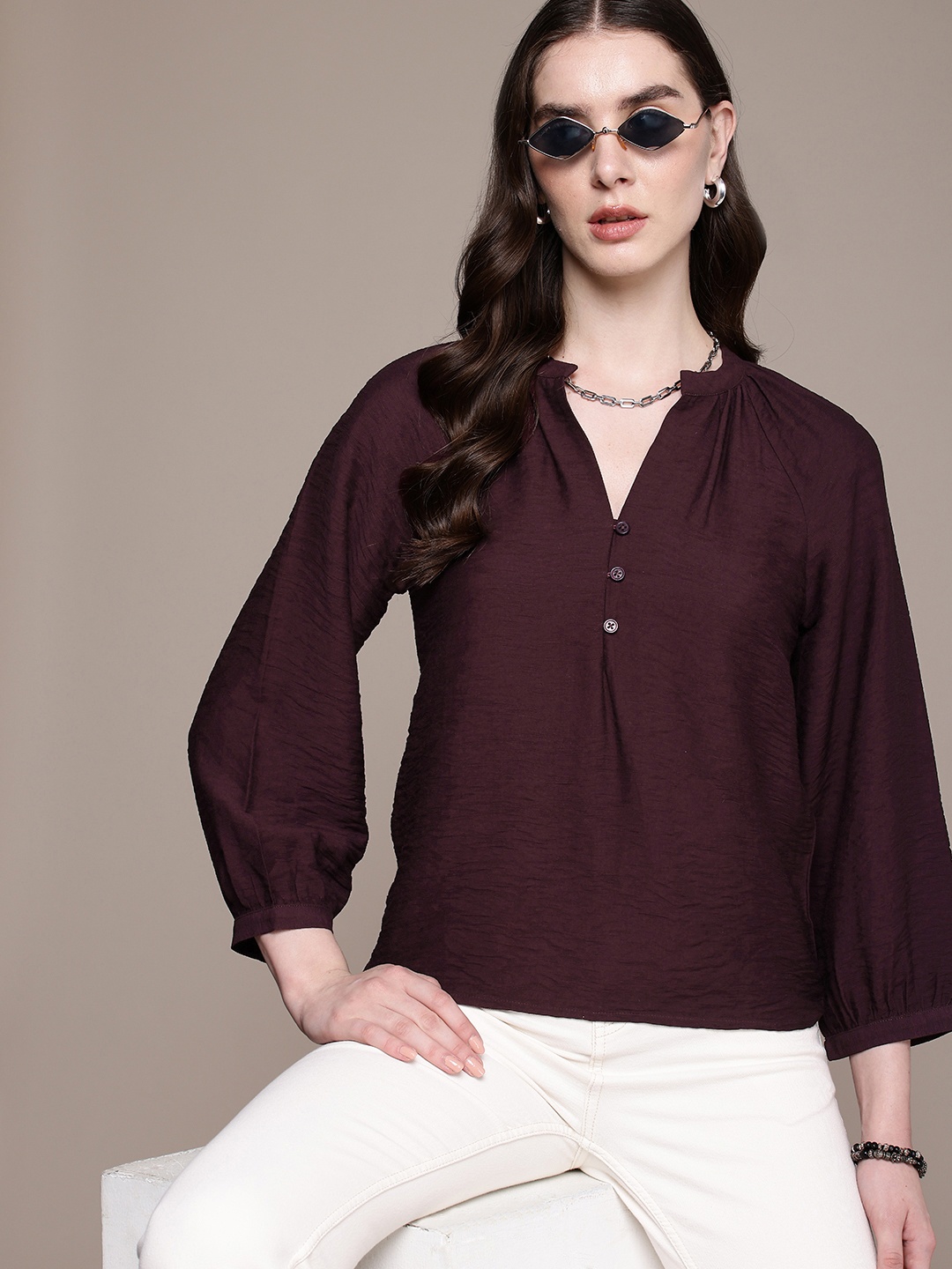 

Roadster Shirt Style Top, Burgundy