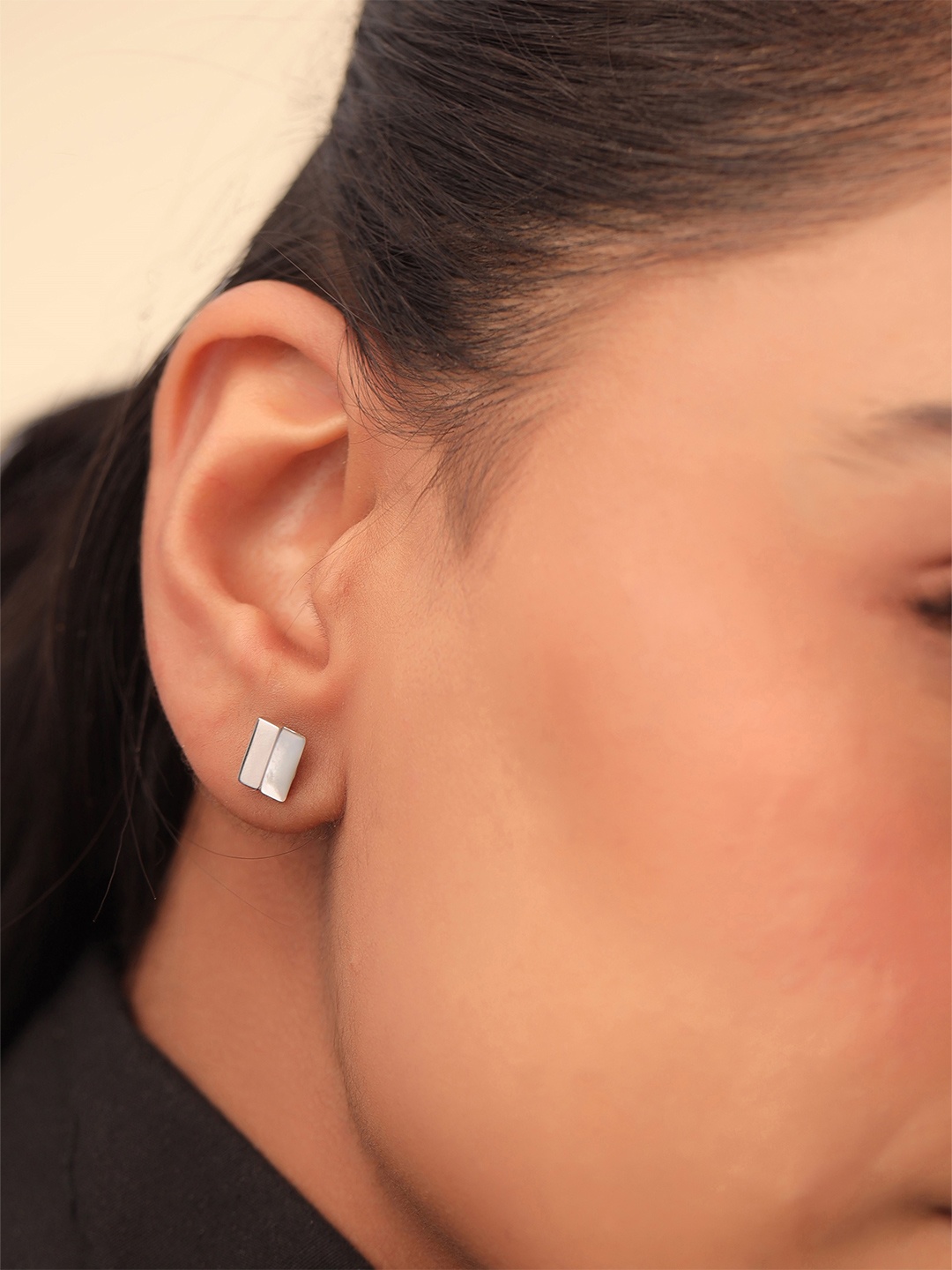 

Kicky And Perky 925 Sterling Silver Rhodium-Plated Mother of Pearl Studs