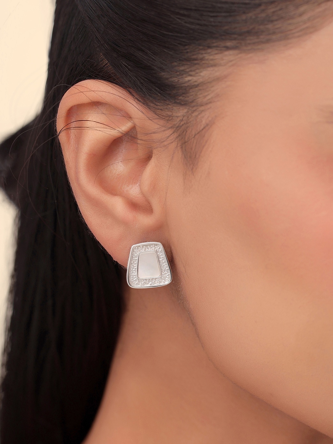 

Kicky And Perky 925 Sterling Silver Rhodium-Plated Mother of Pearl Studs
