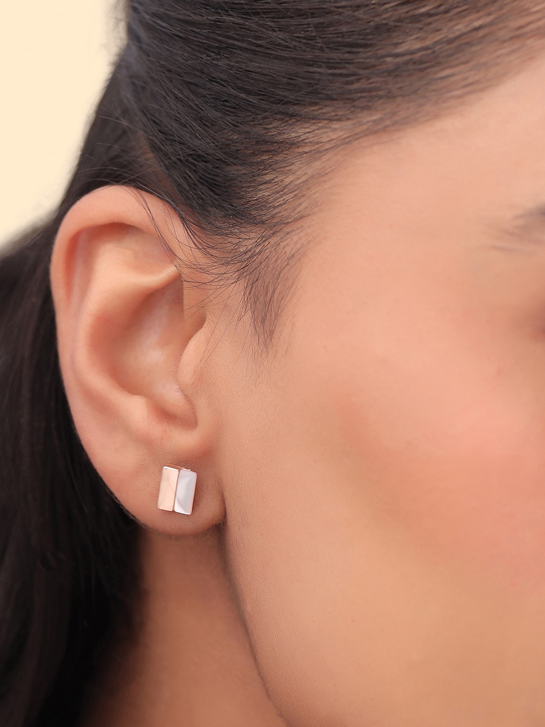 

Kicky And Perky 9.25 Sterling Silver Rose Gold-Plated Mother of Pearl Contemporary Studs