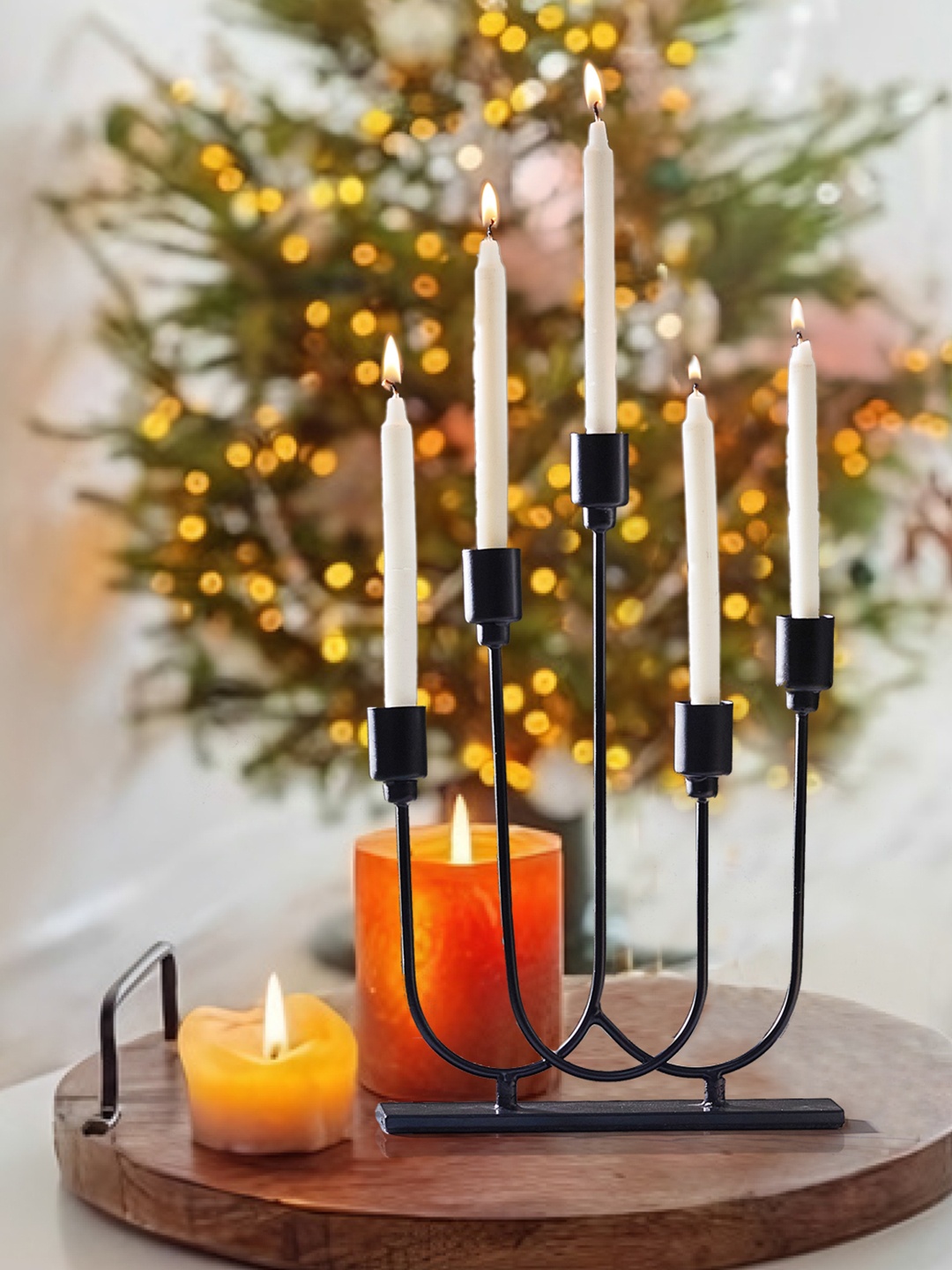 

TIED RIBBONS Black 5-Slots Candlestick Holder