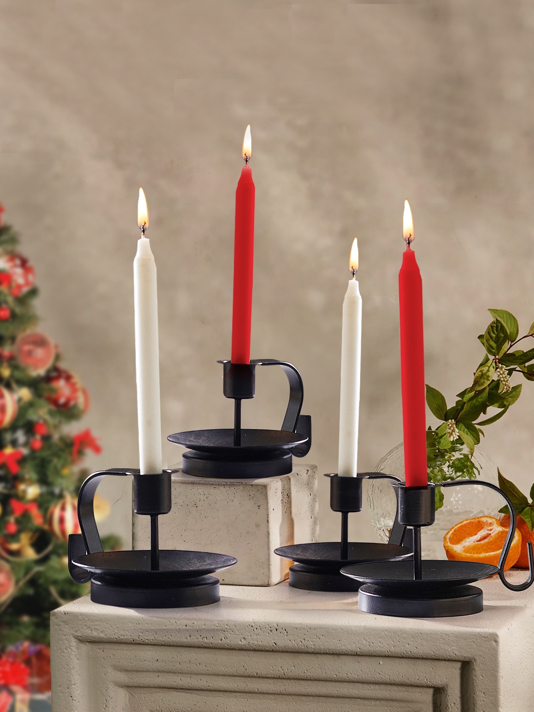 

TIED RIBBONS Black 4 Pieces Candle Holder Stand