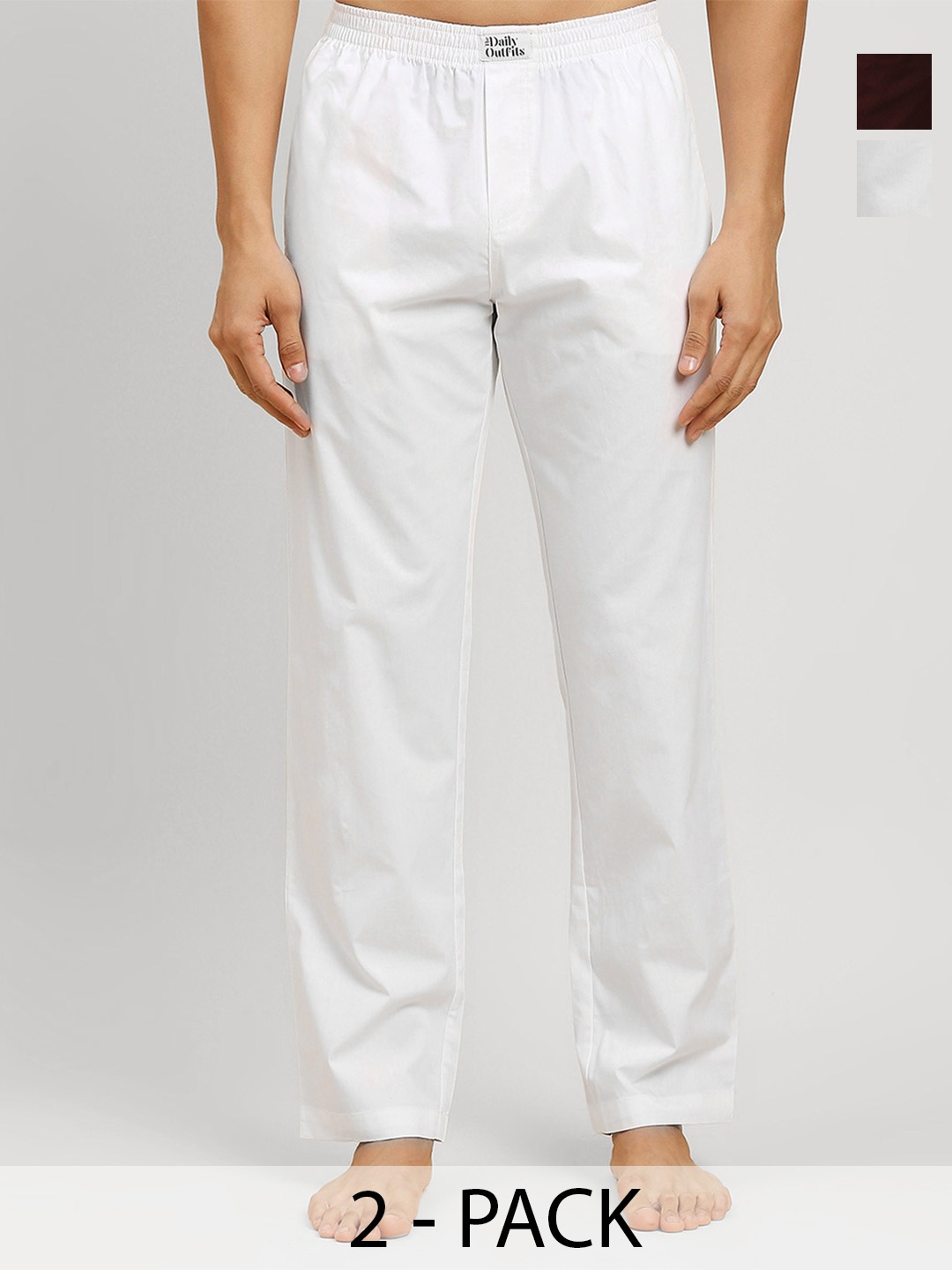 

THE DAILY OUTFITS Men Pack Of 2 Mid-Rise Lounge Pants, White