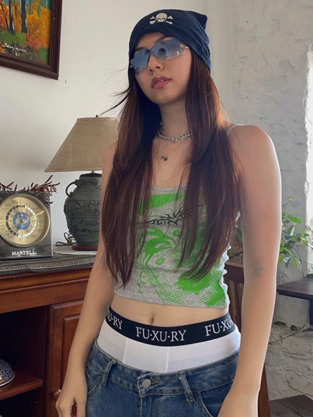 

KPOP Women Printed Cotton Crop Top, Grey