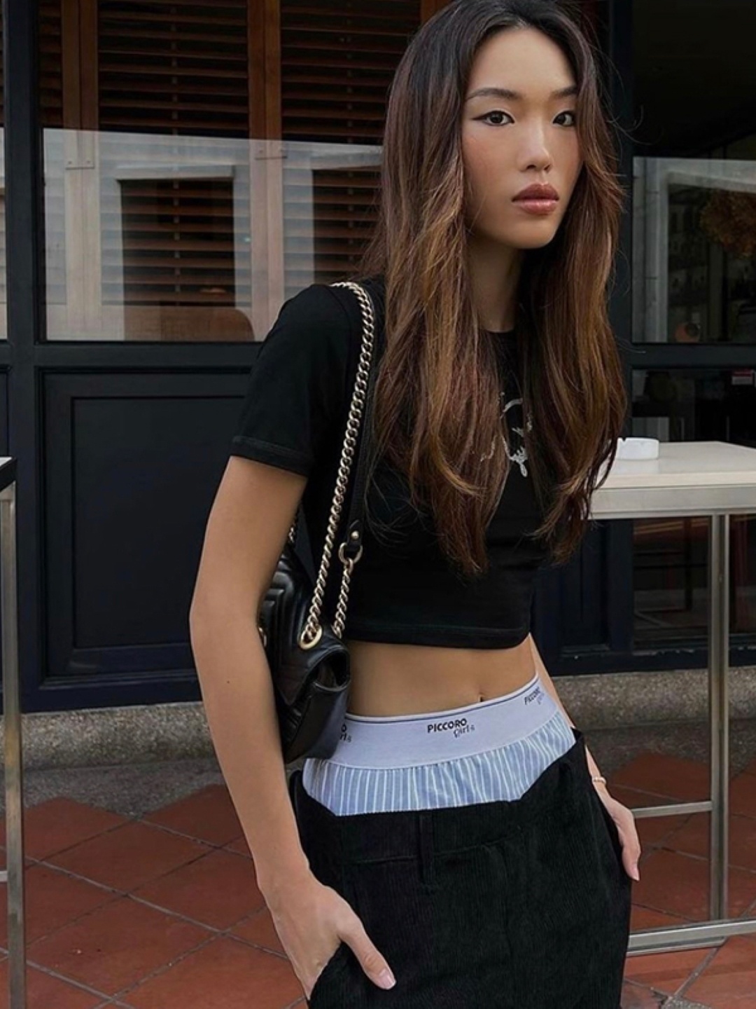 

KPOP Women Printed Cotton Fitted Crop Top, Black