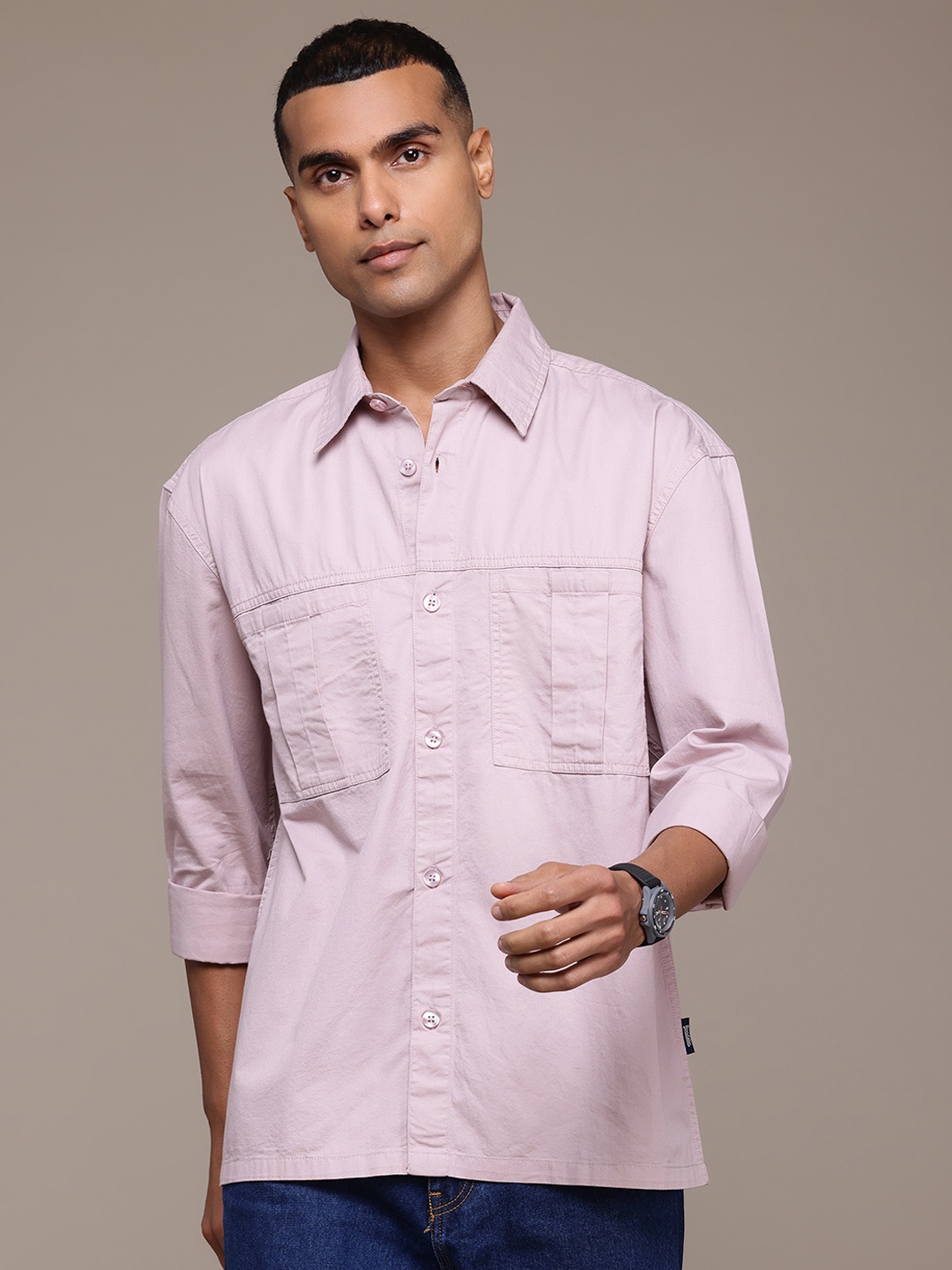 

The Roadster Lifestyle Co. Pure Cotton Twill Shirt, Pink