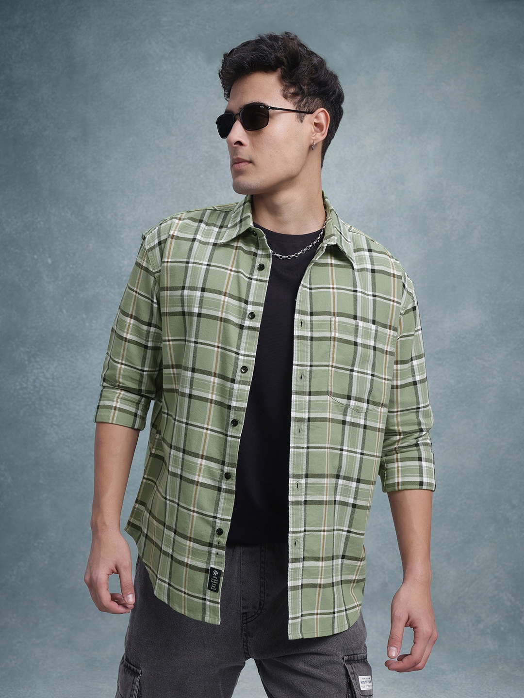 

The Roadster Life Co. Tartan Checked Casual Shirt, Green