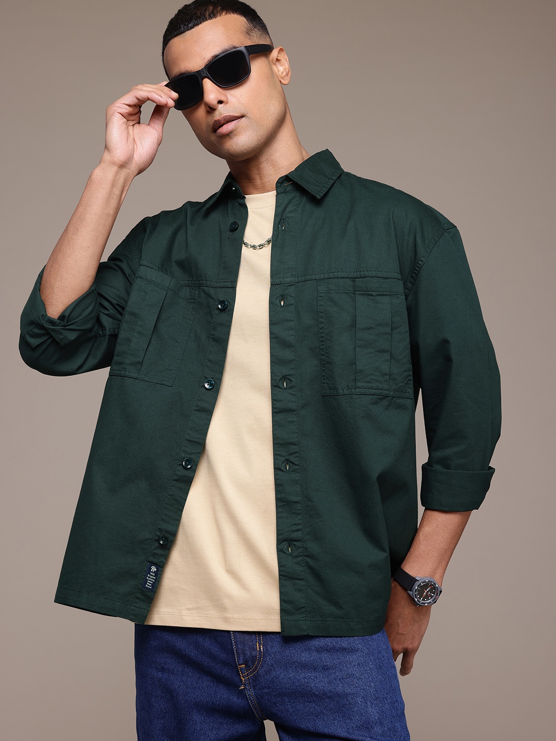 

The Roadster Lifestyle Co. Pure Cotton Twill Shirt, Olive