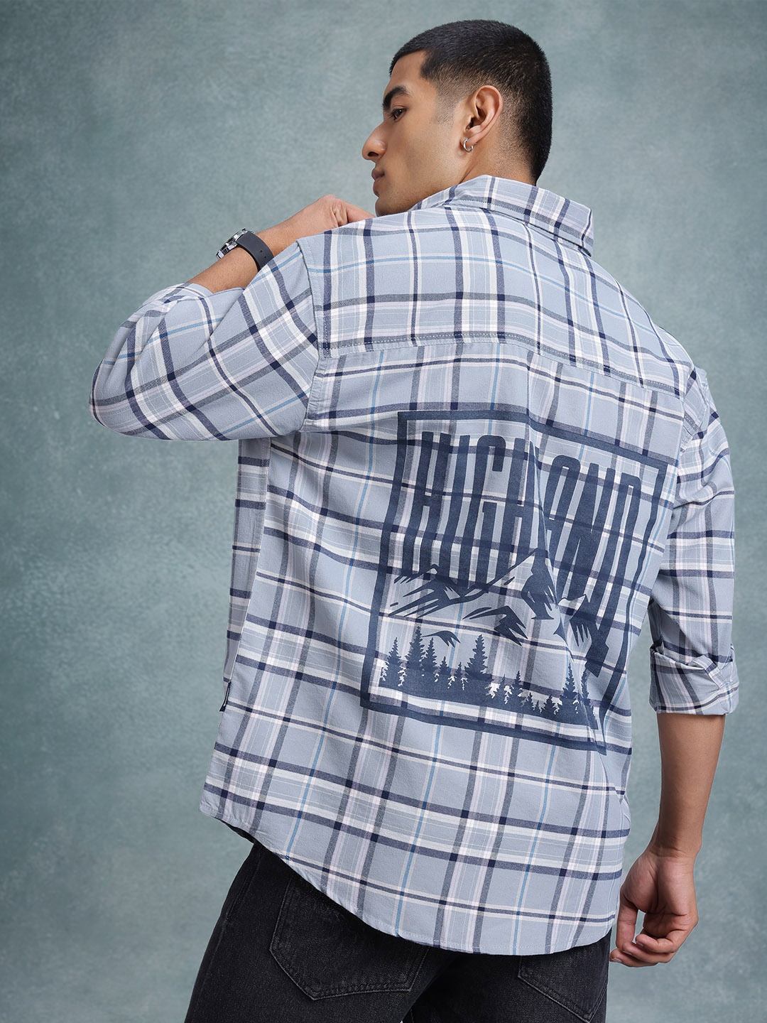 

The Roadster Life Co. Checked Printed Relaxed Fit Casual Shirt, Blue