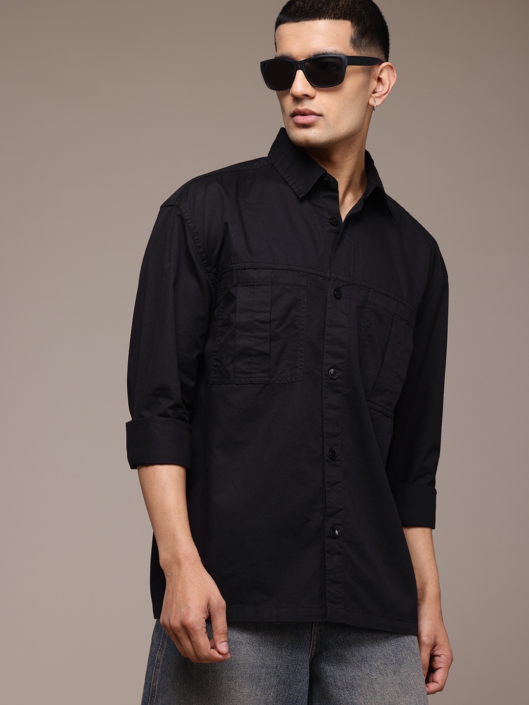 

The Roadster Lifestyle Co. Pure Cotton Twill Shirt, Black