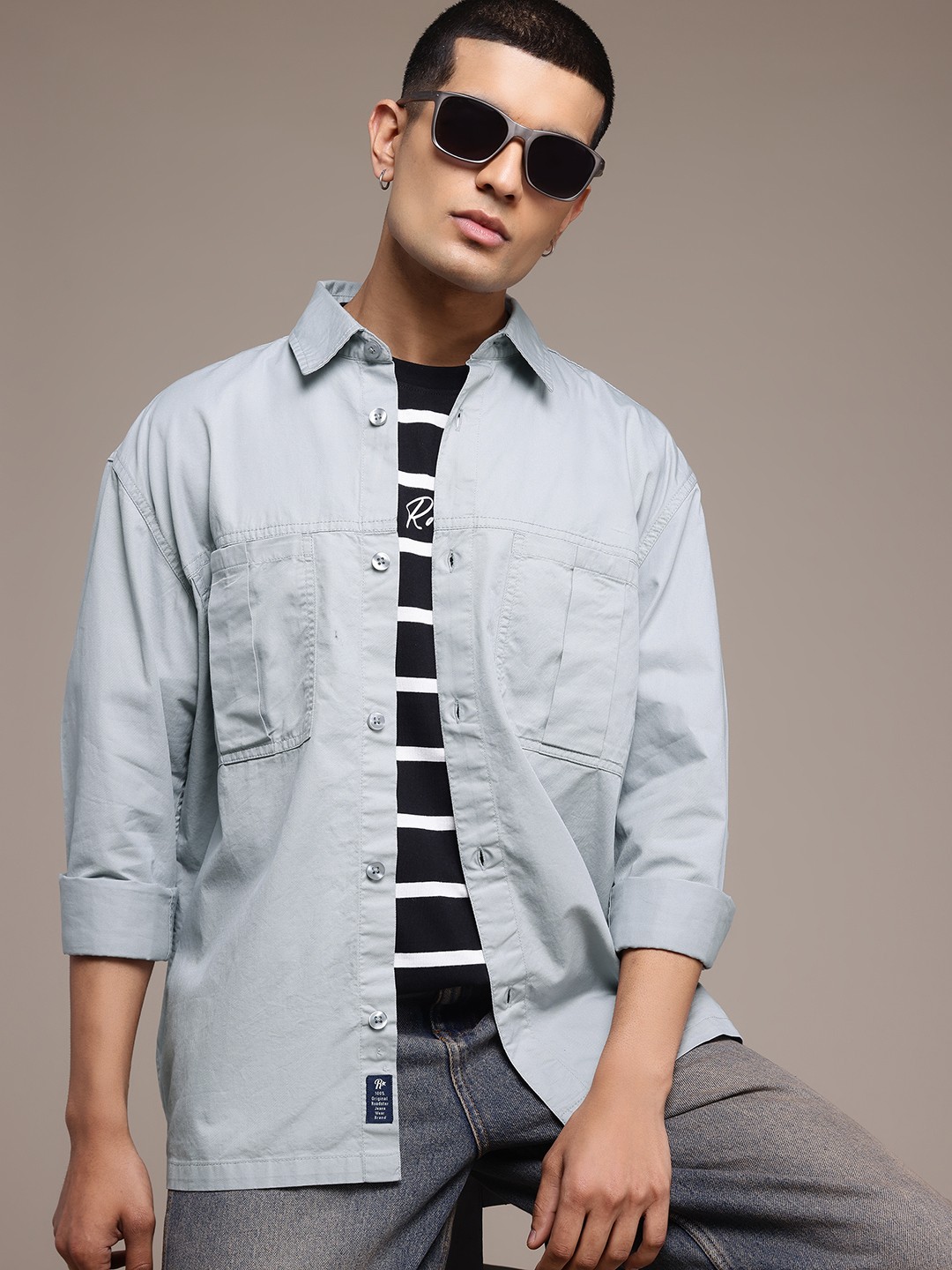 

The Roadster Lifestyle Co. Pure Cotton Twill Shirt, Grey