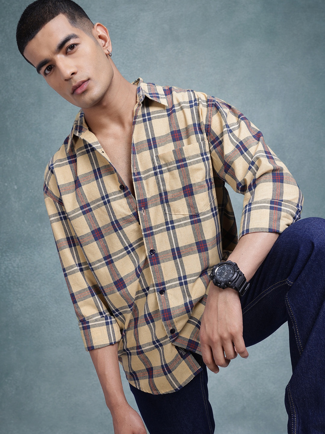 

The Roadster Life Co. Tartan Checked Casual Shirt, Yellow