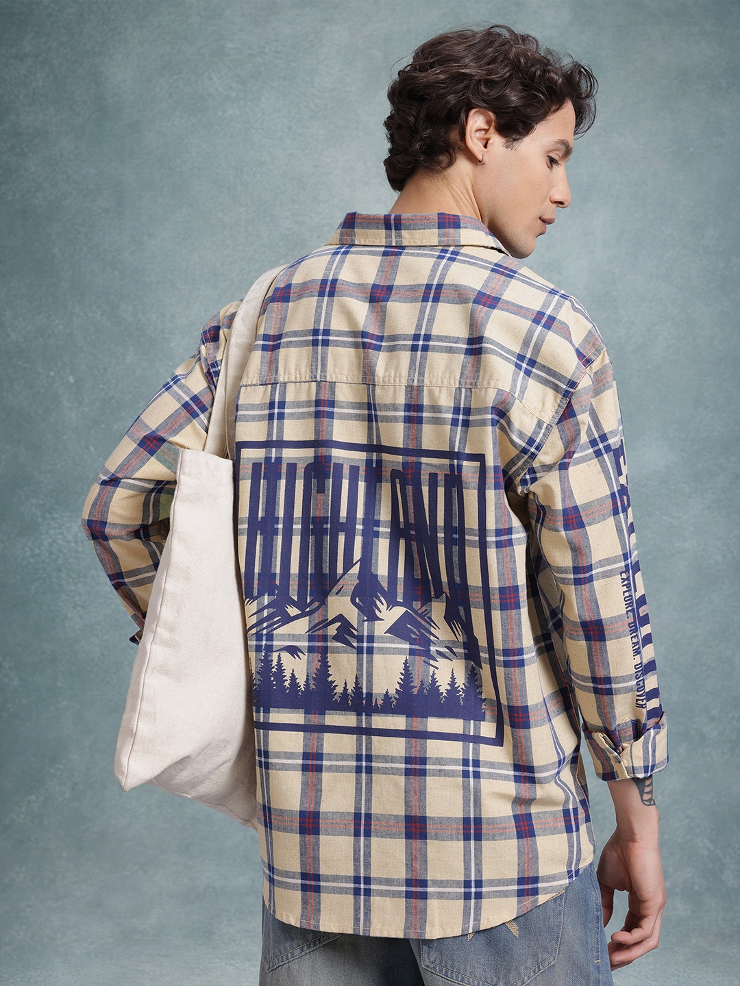 

The Roadster Life Co. Checked Printed Relaxed Fit Casual Shirt, Beige