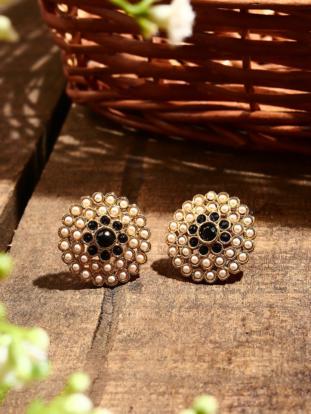 

Mirraw Gold-Plated Contemporary Drop Earrings