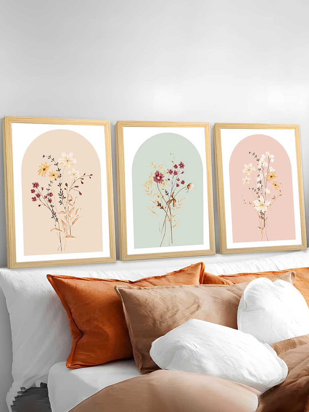 

Art Street Beige & Pink 3 Piece Floral Printed Painting Wall Art