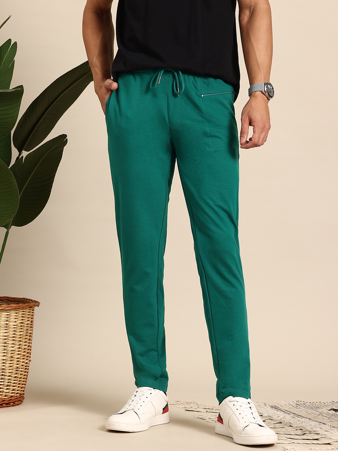 

Mast & Harbour Solid Track Pants, Green