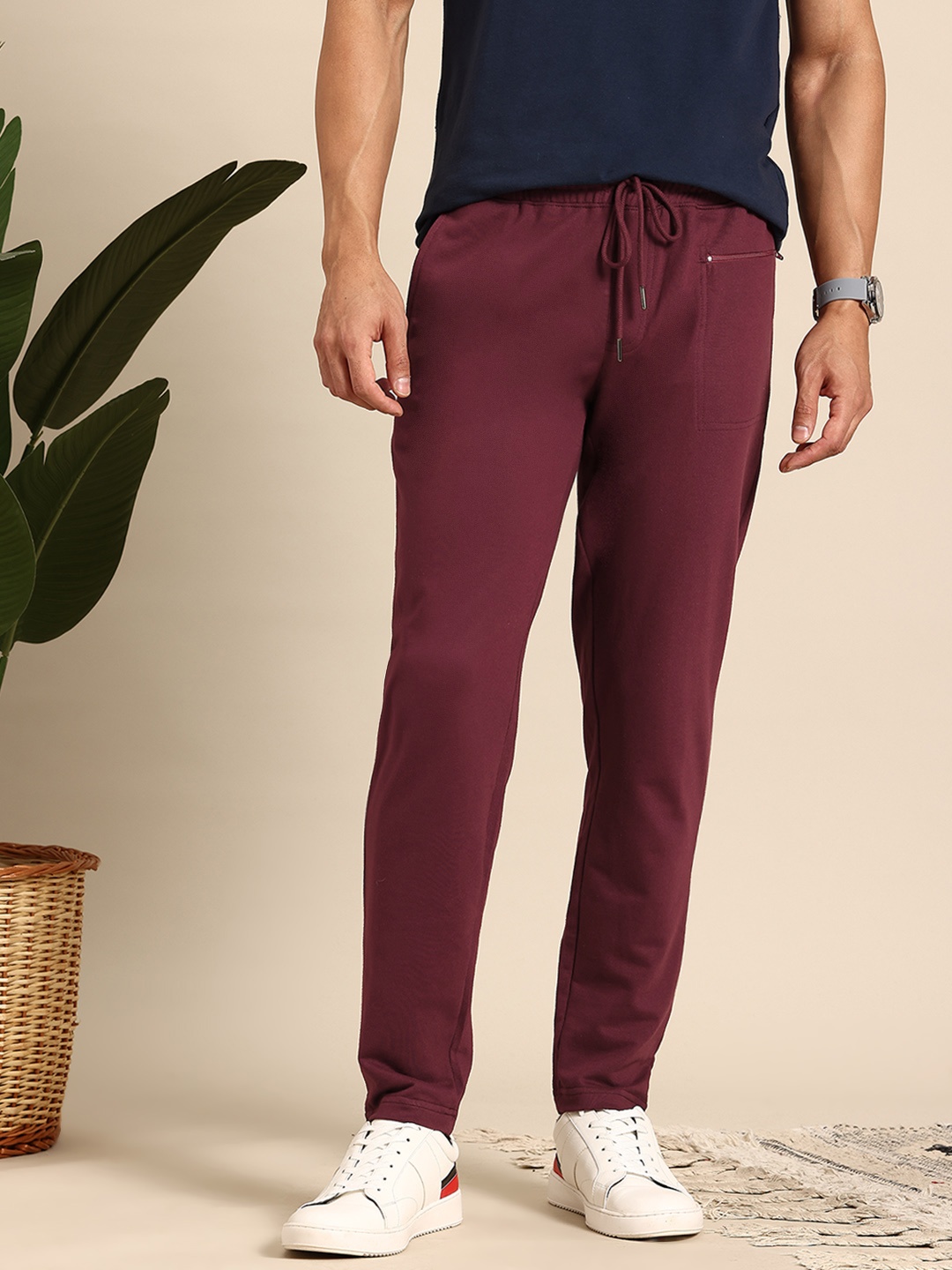 

Mast & Harbour Solid Track Pants, Maroon