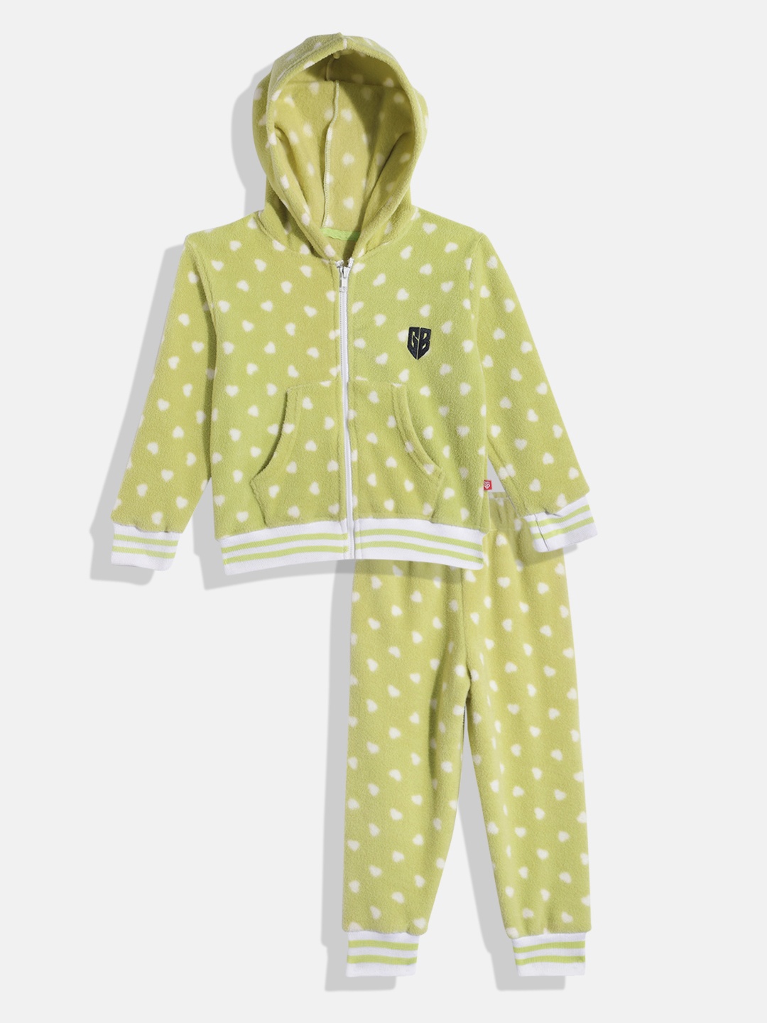 

Here&Now X Game Begins Girls Polka-Dotted Sweatshirt and Joggers, Lime green