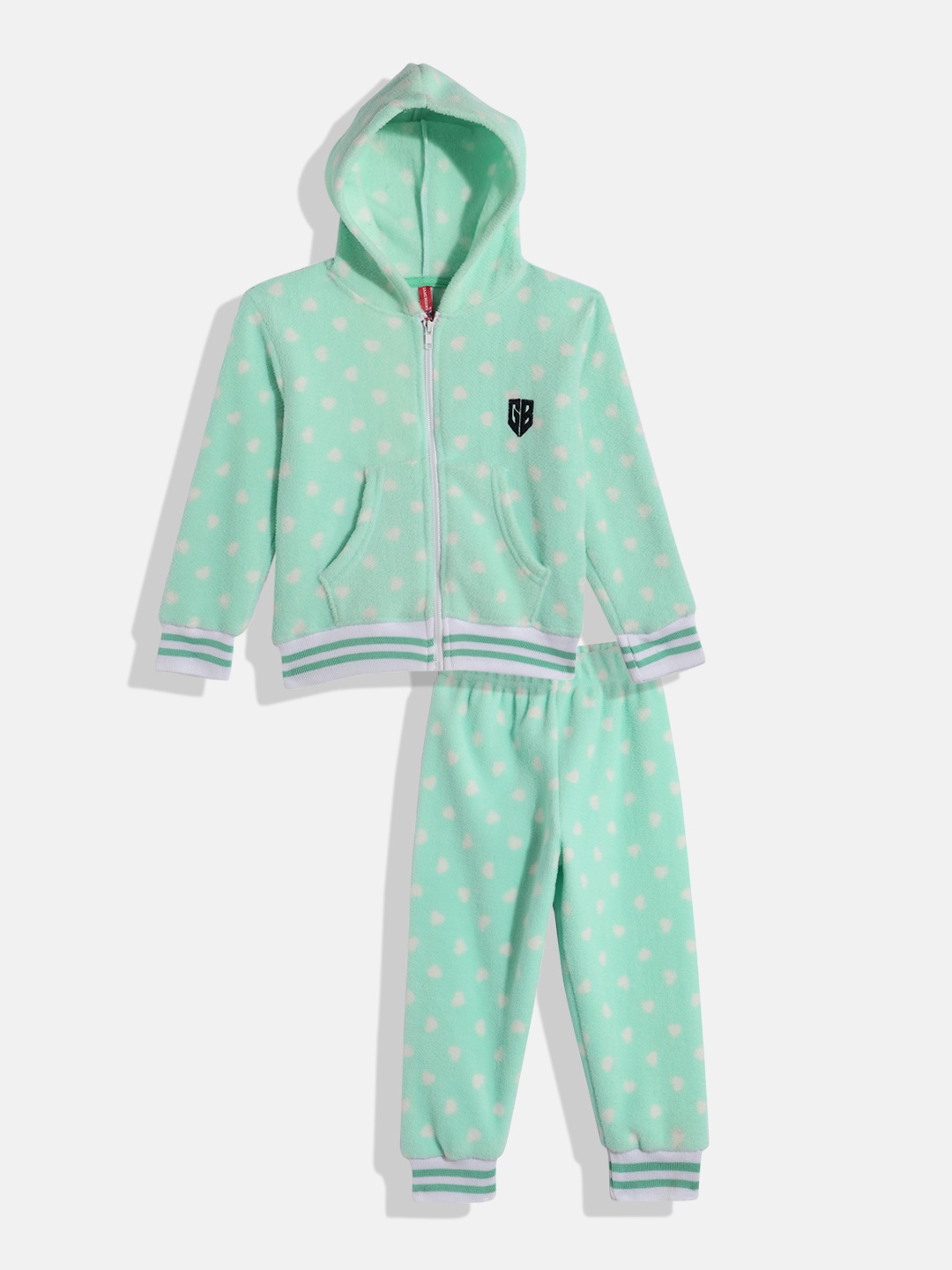 

Here&Now X Game Begins Girls Polka-Dotted Sweatshirt and Joggers, Sea green
