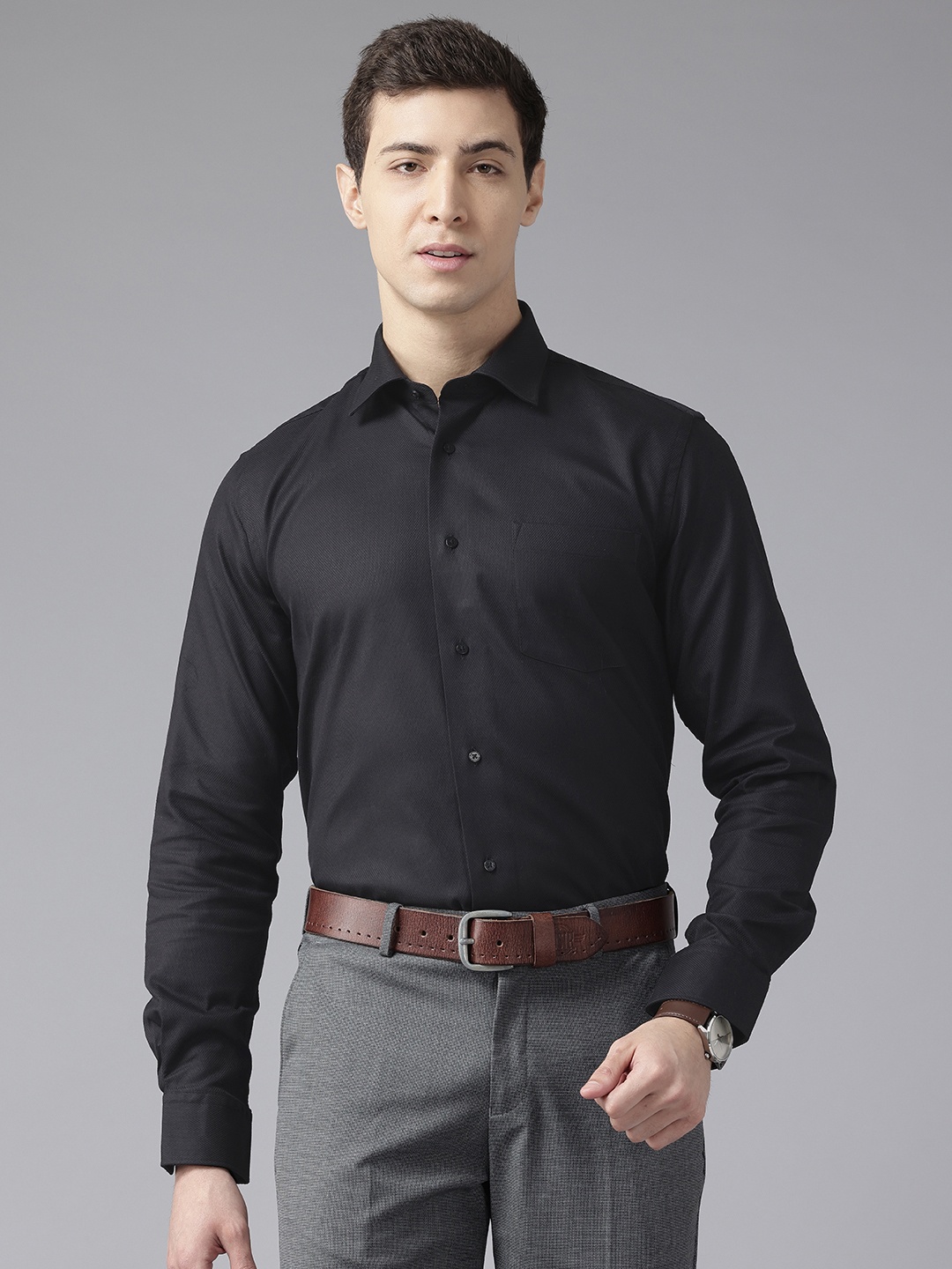 

Blackberrys Slim Fit Opaque Semiformal Shirt, Black