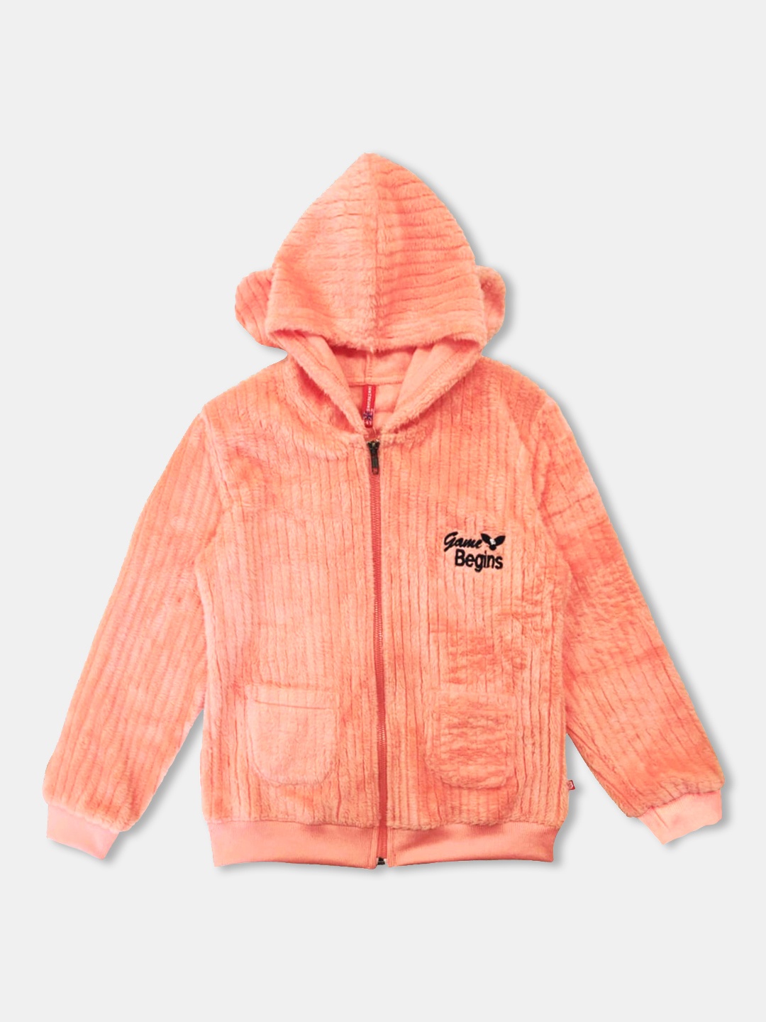 

Here&Now X Game Begins Girls Bear-Ear Hooded Sweatshirt, Peach