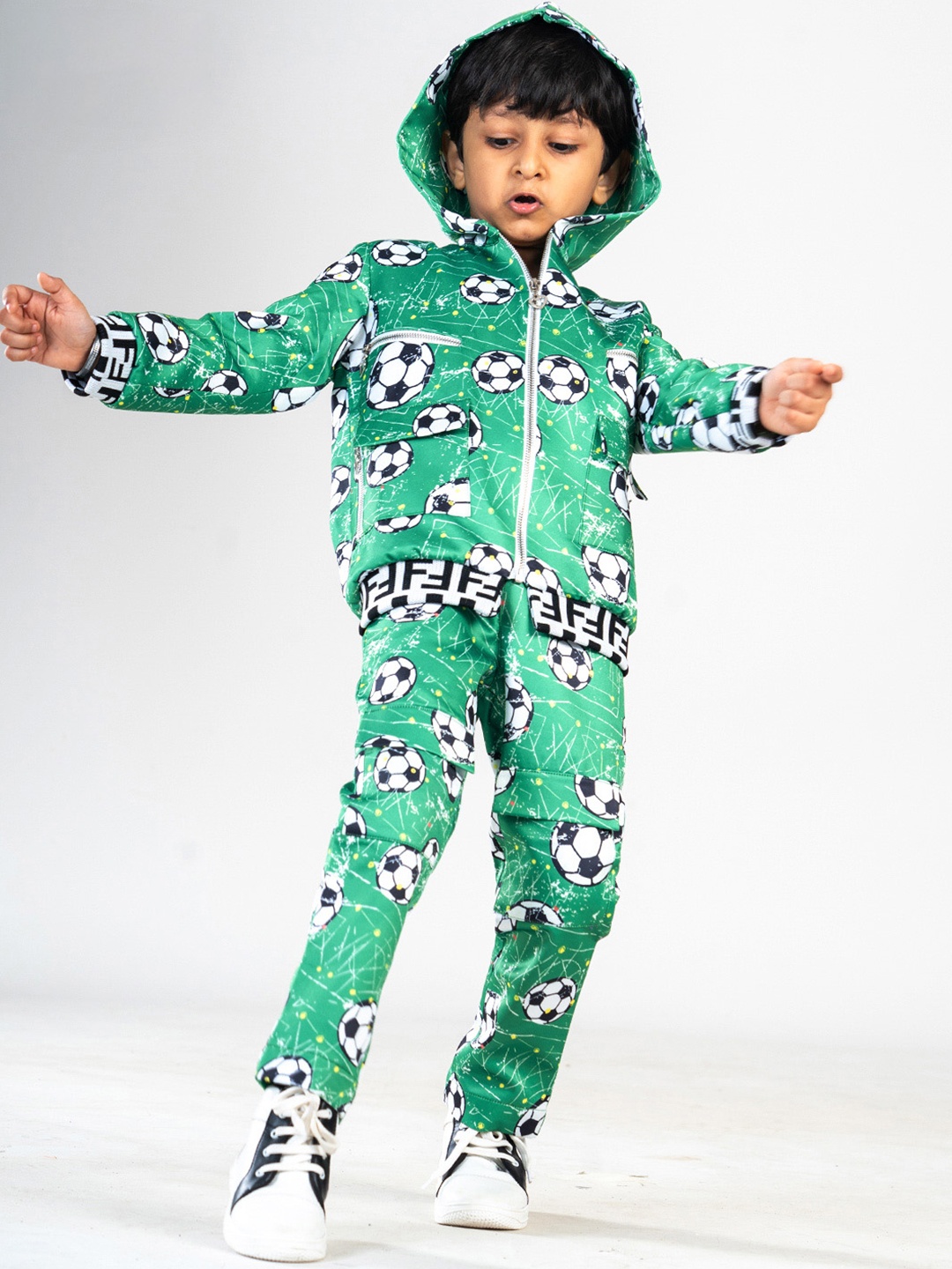 

BAYA COUTURE Boys Football Bomber Set, Green