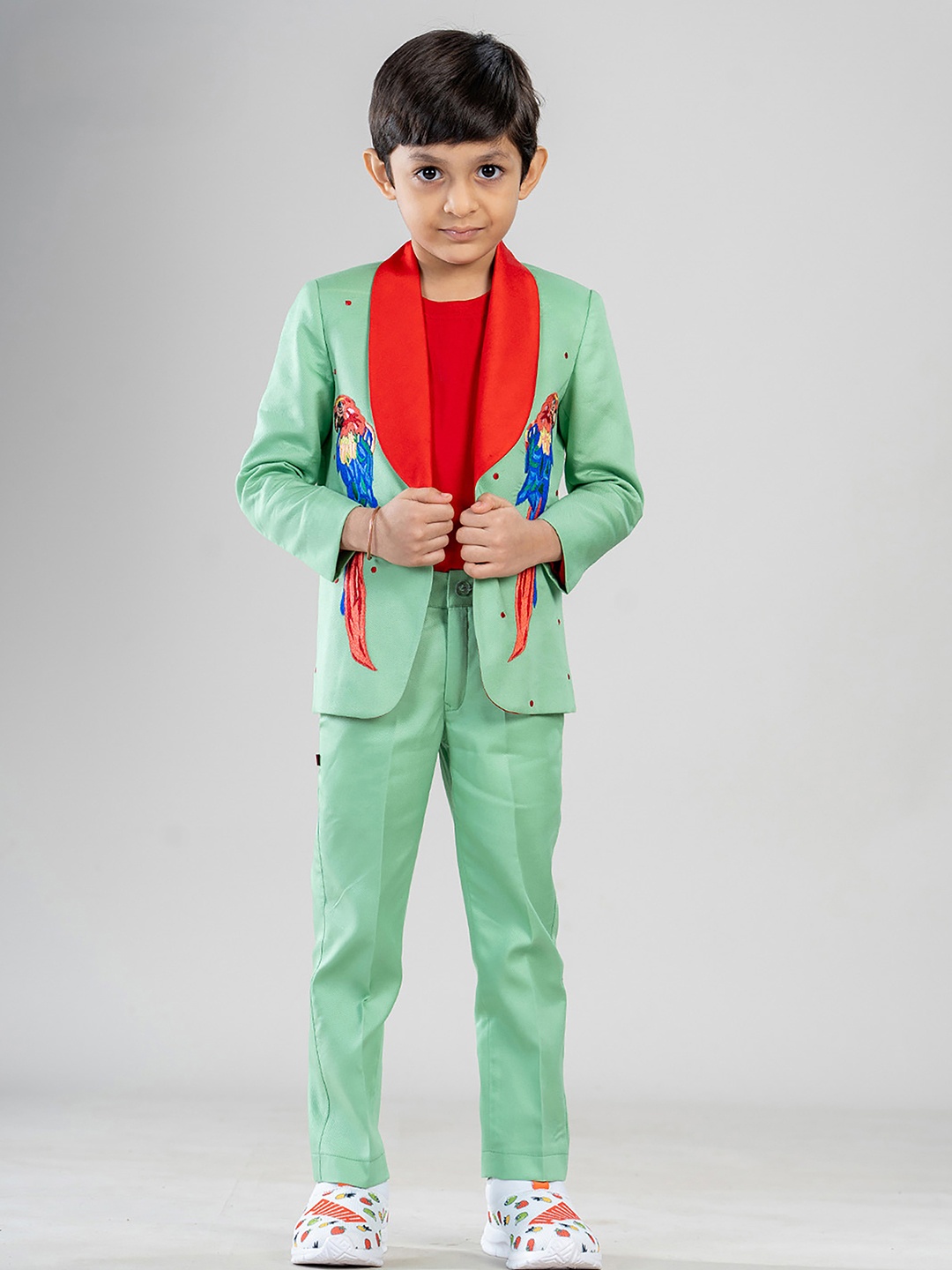 

BAYA COUTURE Boys Macaw Blazer Set, Green